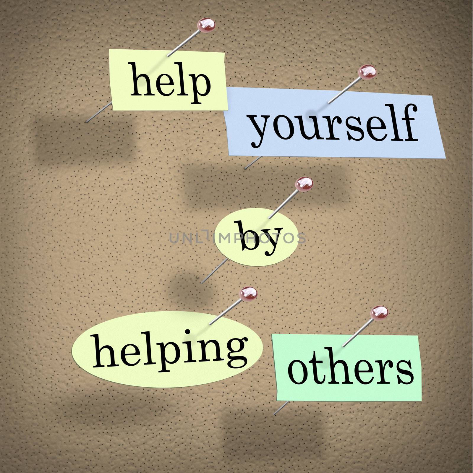 Help Yourself by Helping Others - Words Pinned on Board by iQoncept