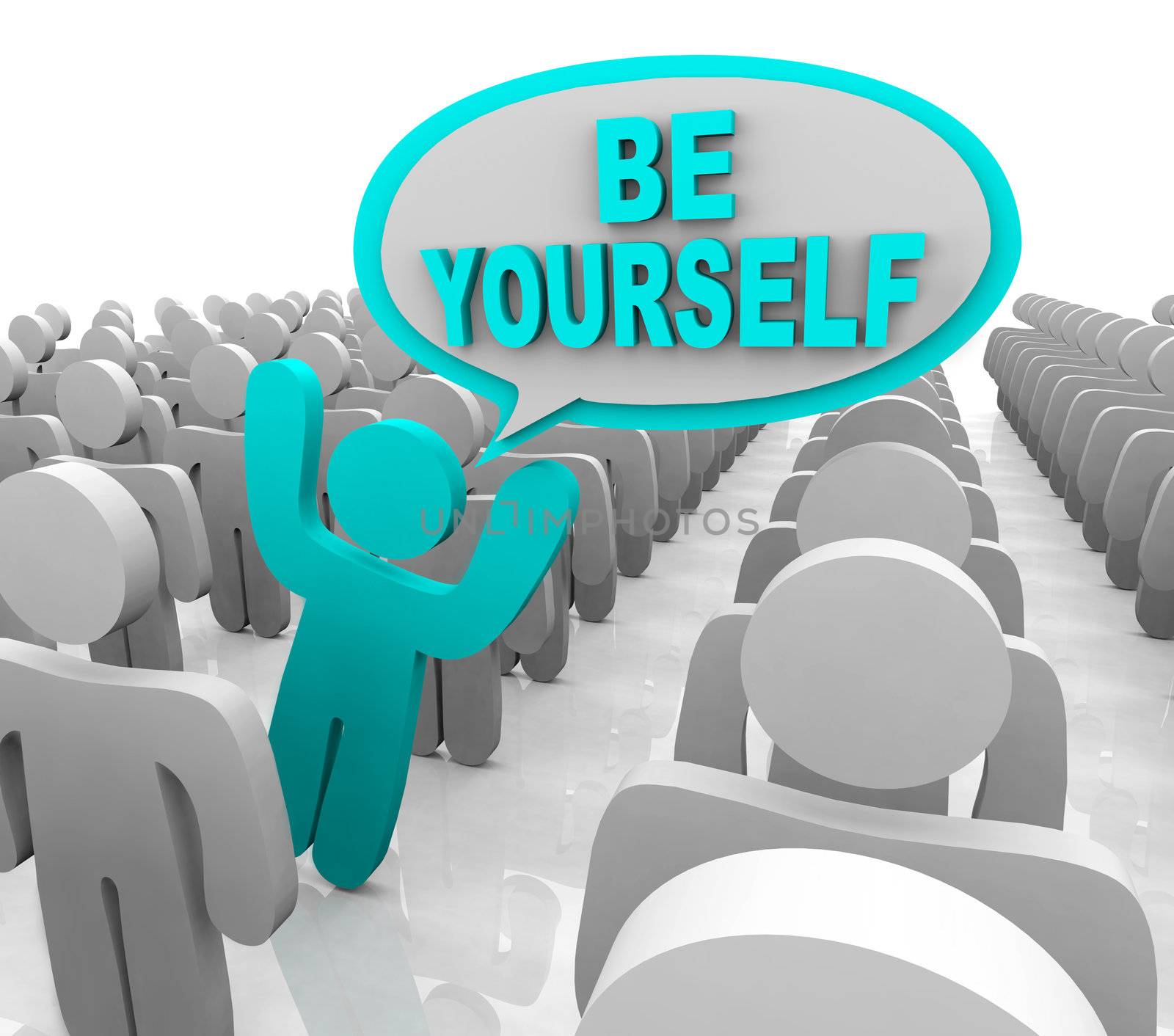 Be Yourself - One Different Person Standing Out in a Crowd by iQoncept
