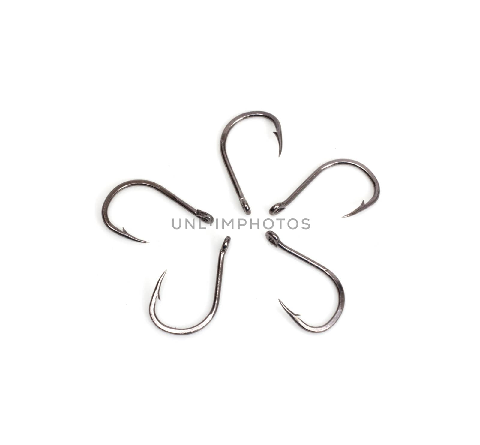 a fish hooks isolated on a white background 