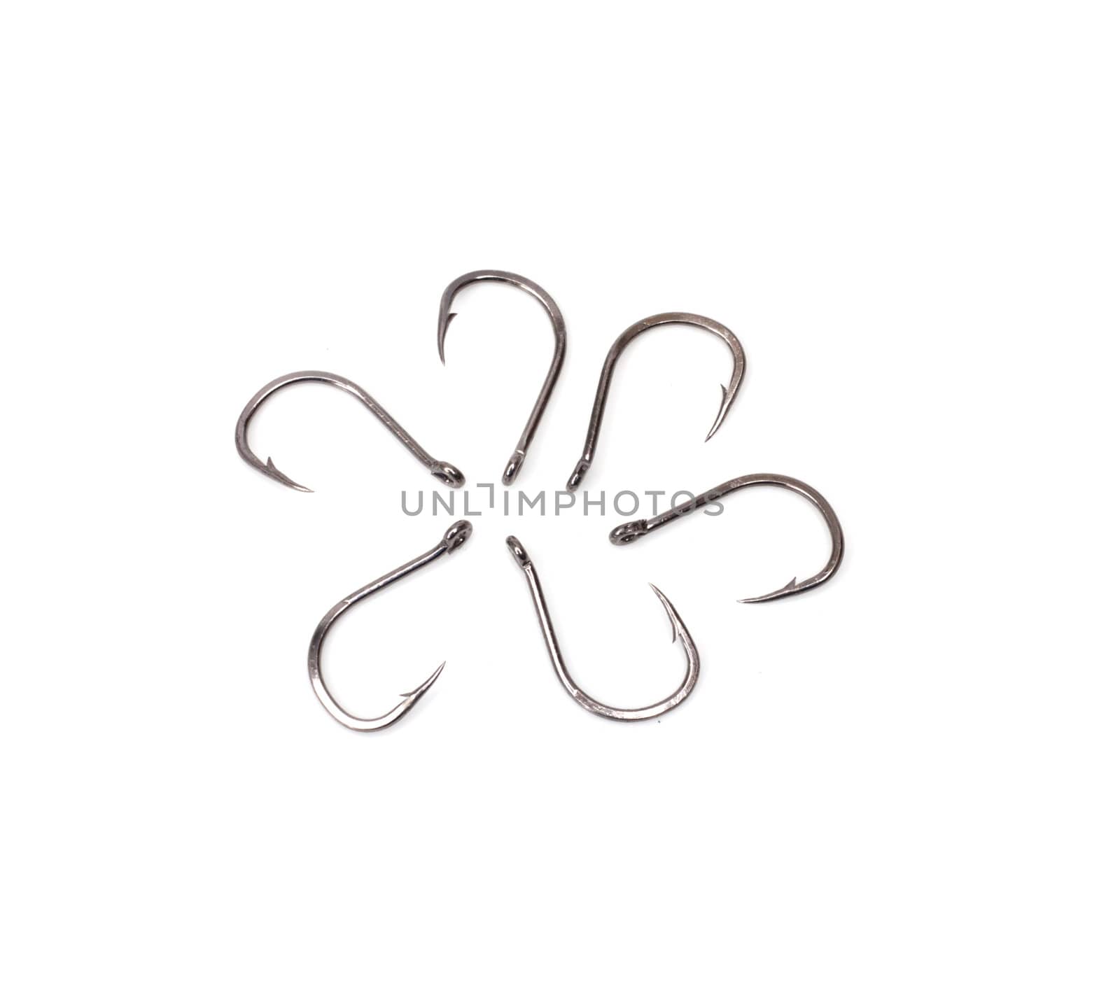 a fish hooks isolated on a white background 