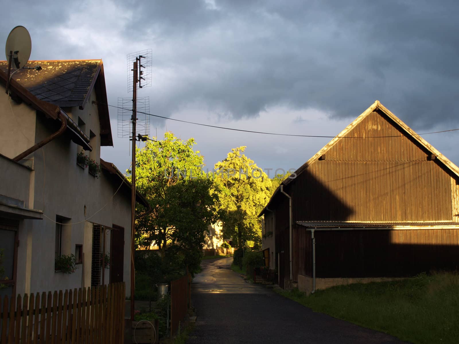 the sunshine before the storm in a village