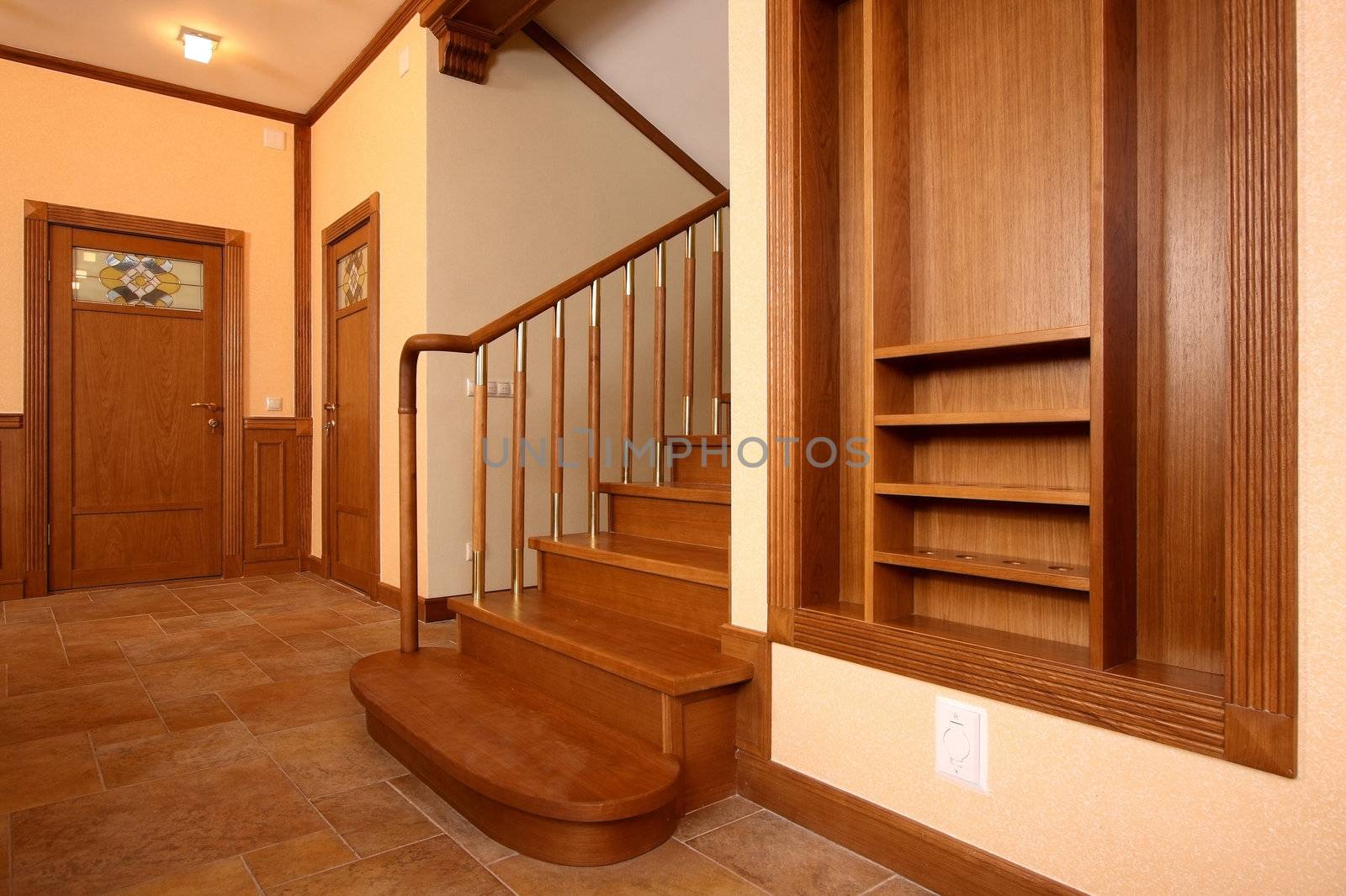 Ladder upwards from a natural tree in a billiard room