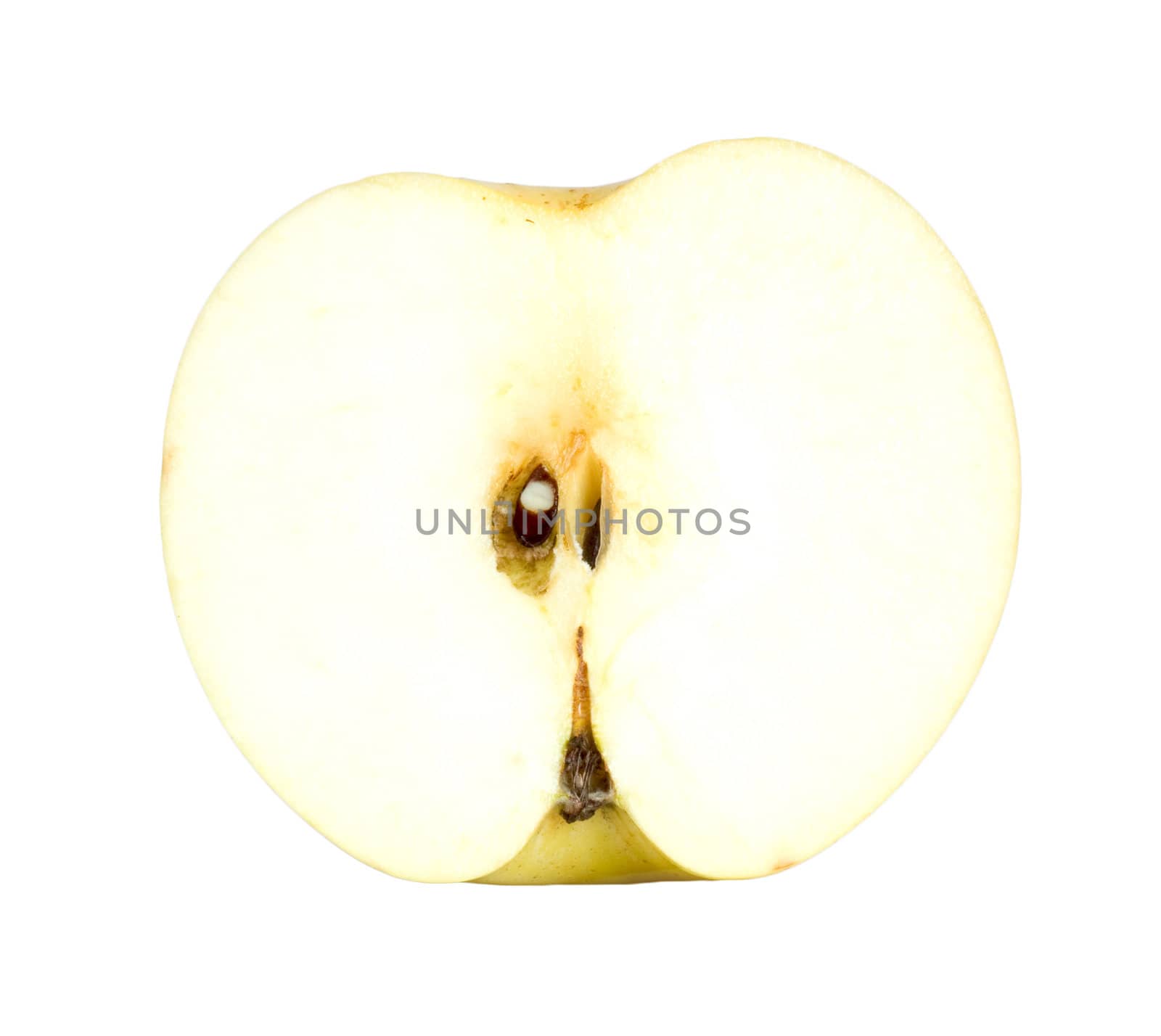 Yellow apple sliced isolated on white 