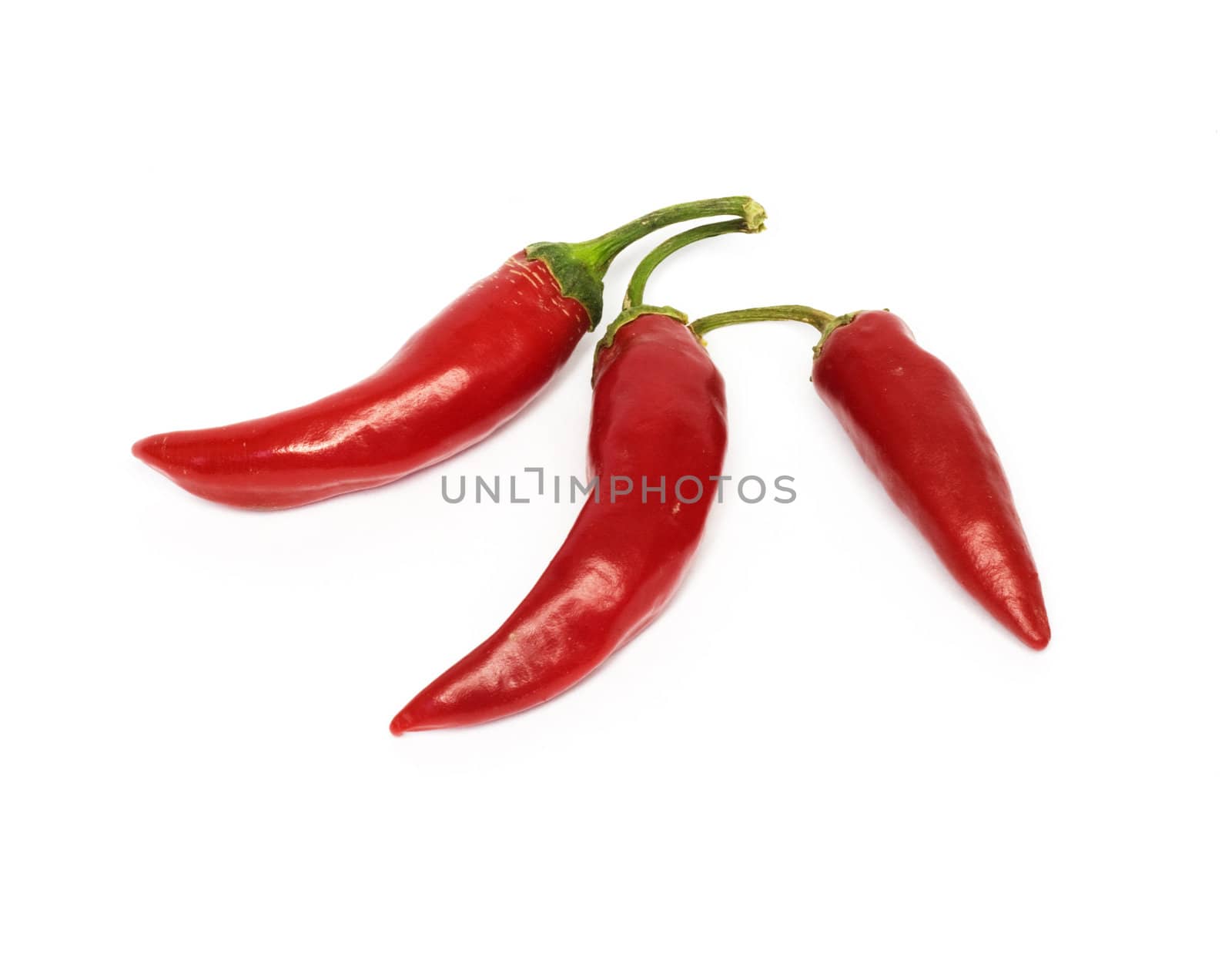 three hot chili peppers 