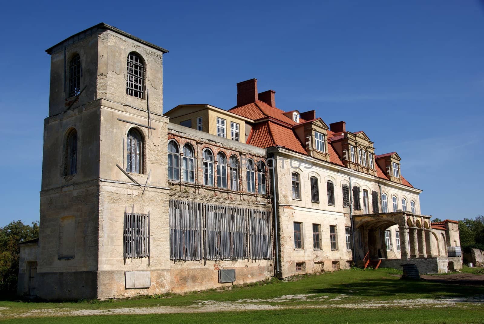 Estonia. Malla. On old manor there is repair work