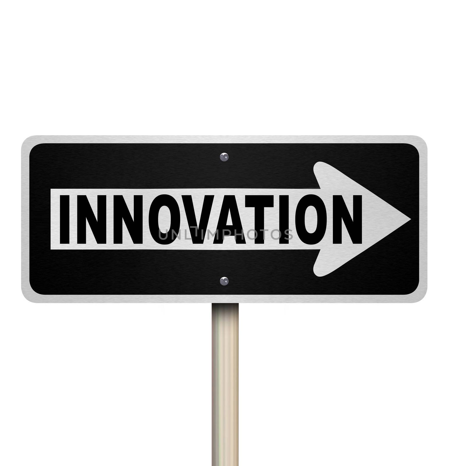 Innovation Road Sign Points Way to Innovative Invention by iQoncept