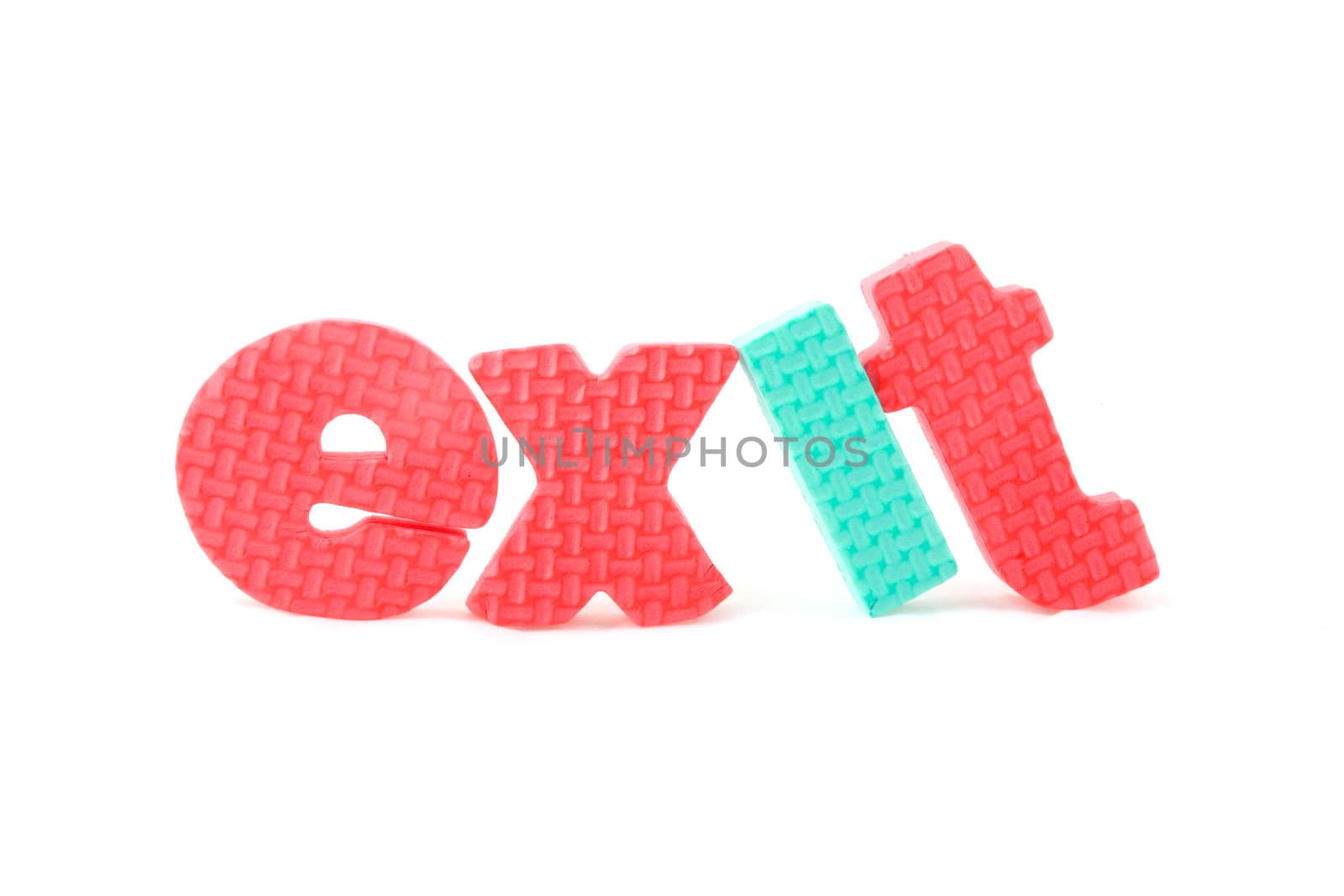 colorful  letters with exit isolated on white background 