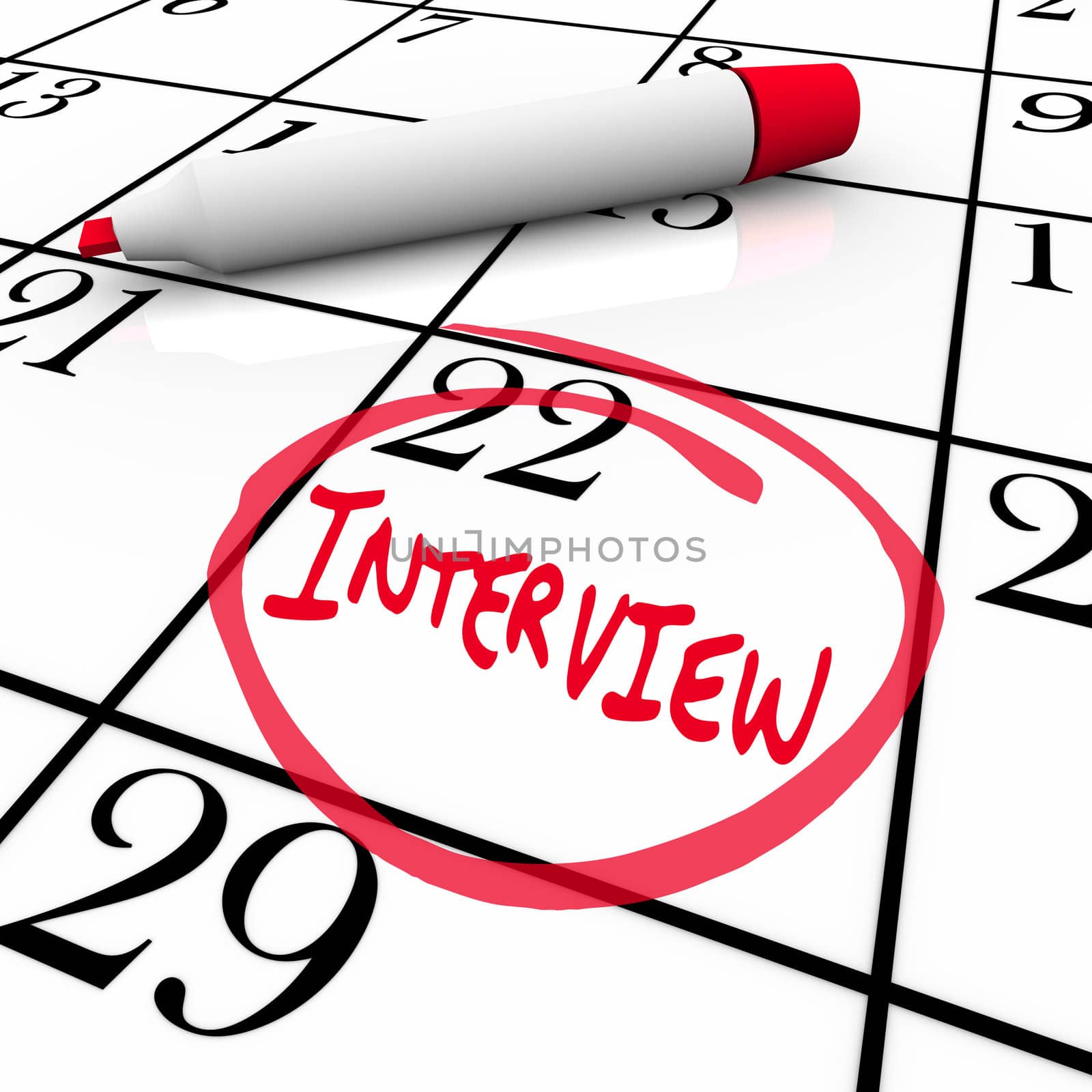 Interview Day Circled on Calendar - Meet New Employer by iQoncept