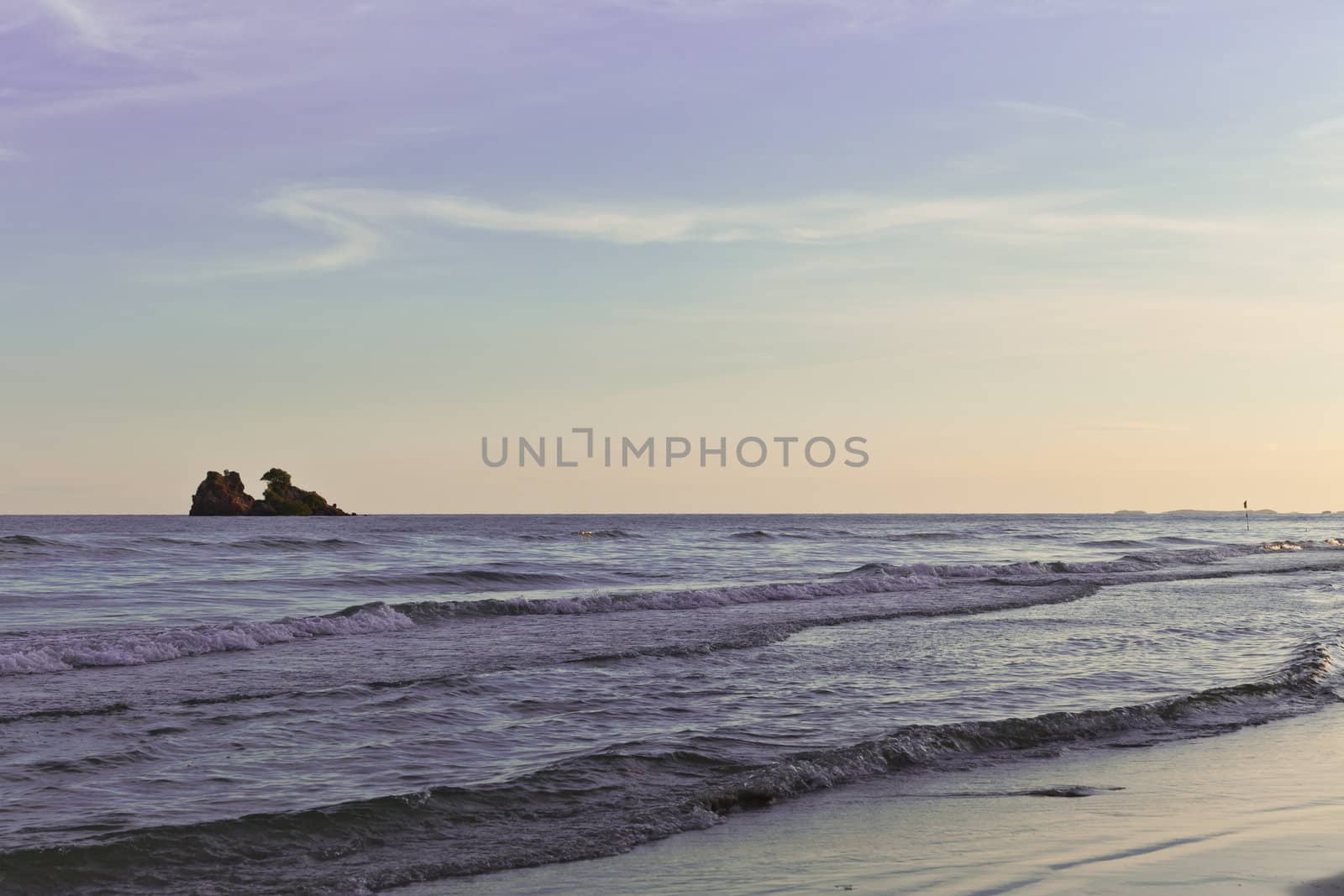 Tropical beach at sunset - nature background  by FrameAngel