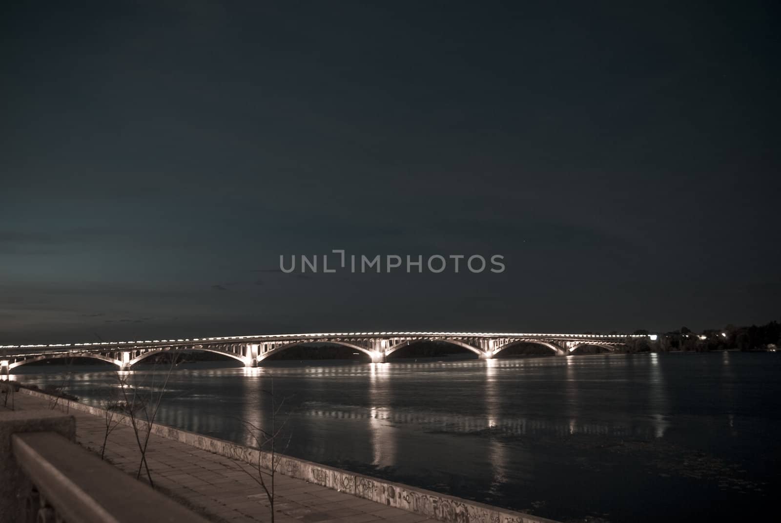 The city bridge at night all on fires by jincomplete