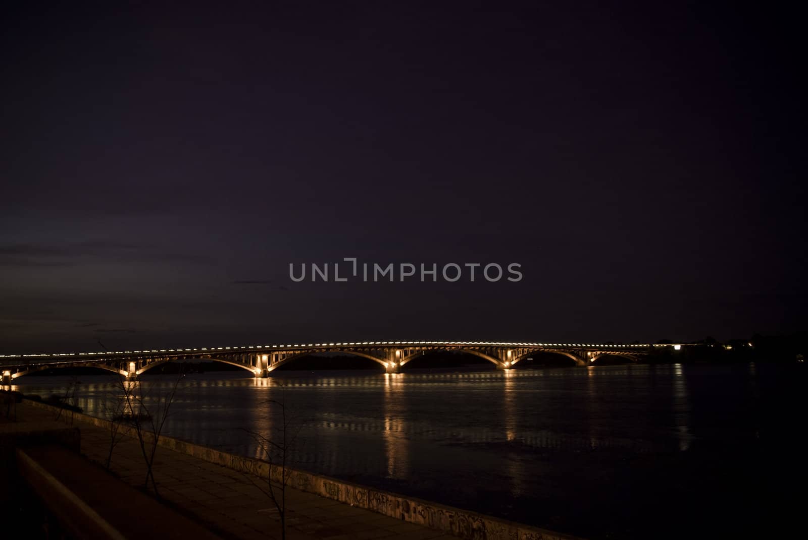The city bridge at night all on fires by jincomplete