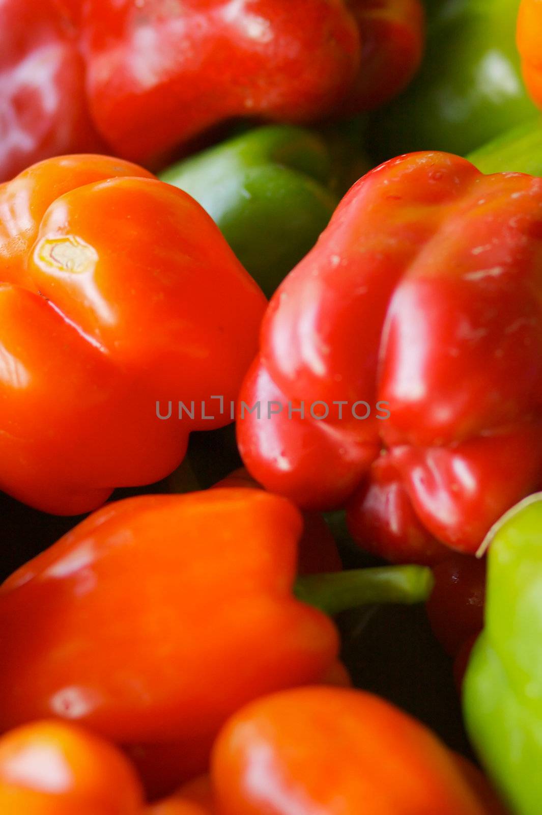 orange red green peppers by bobkeenan