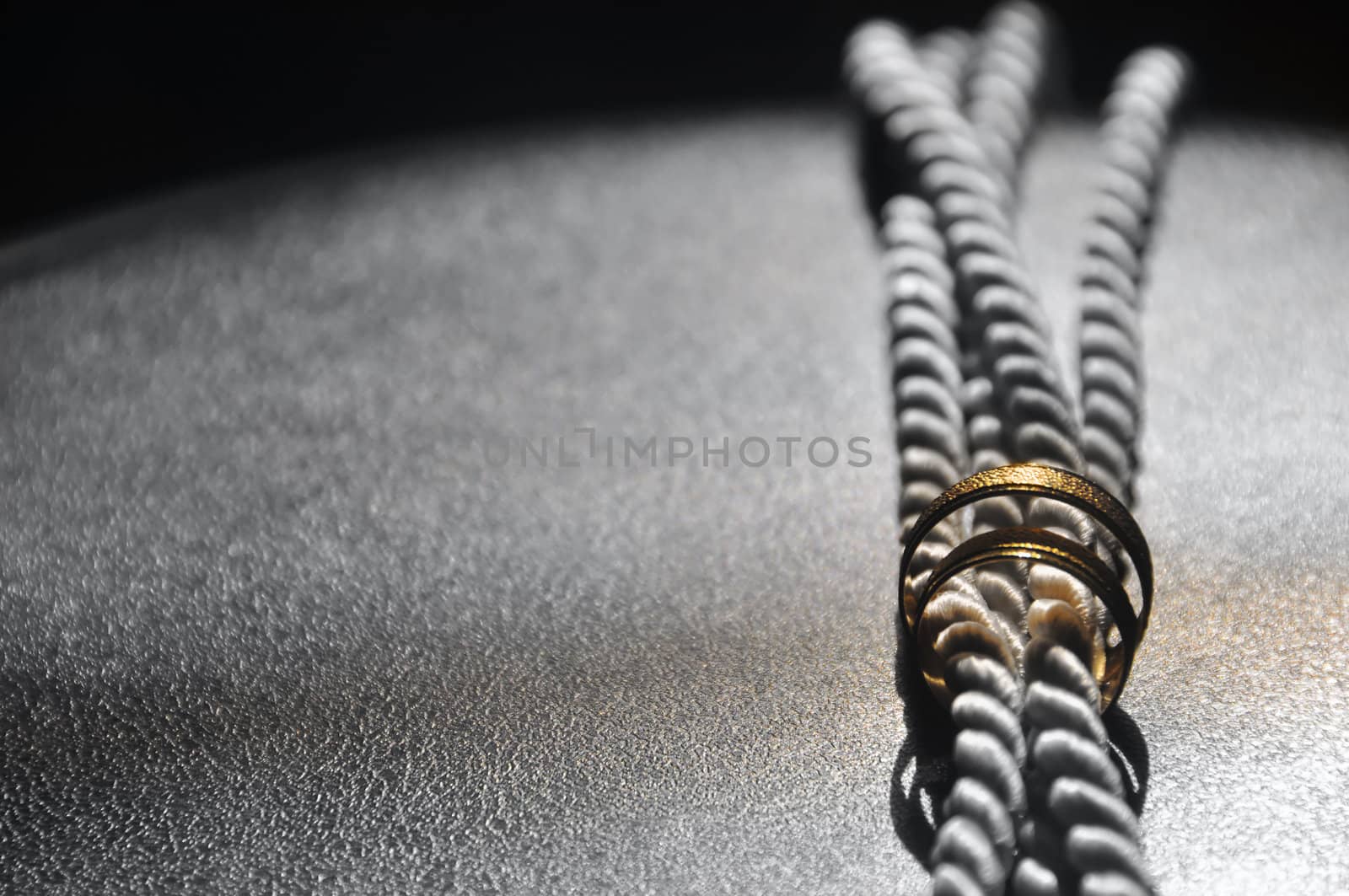 Wedding Rings on bridal cord