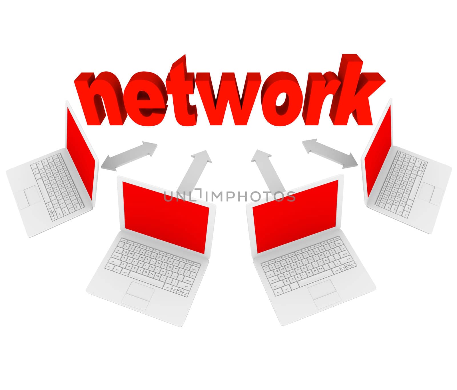 Network - Laptop Computers Linked in Social Connections by iQoncept