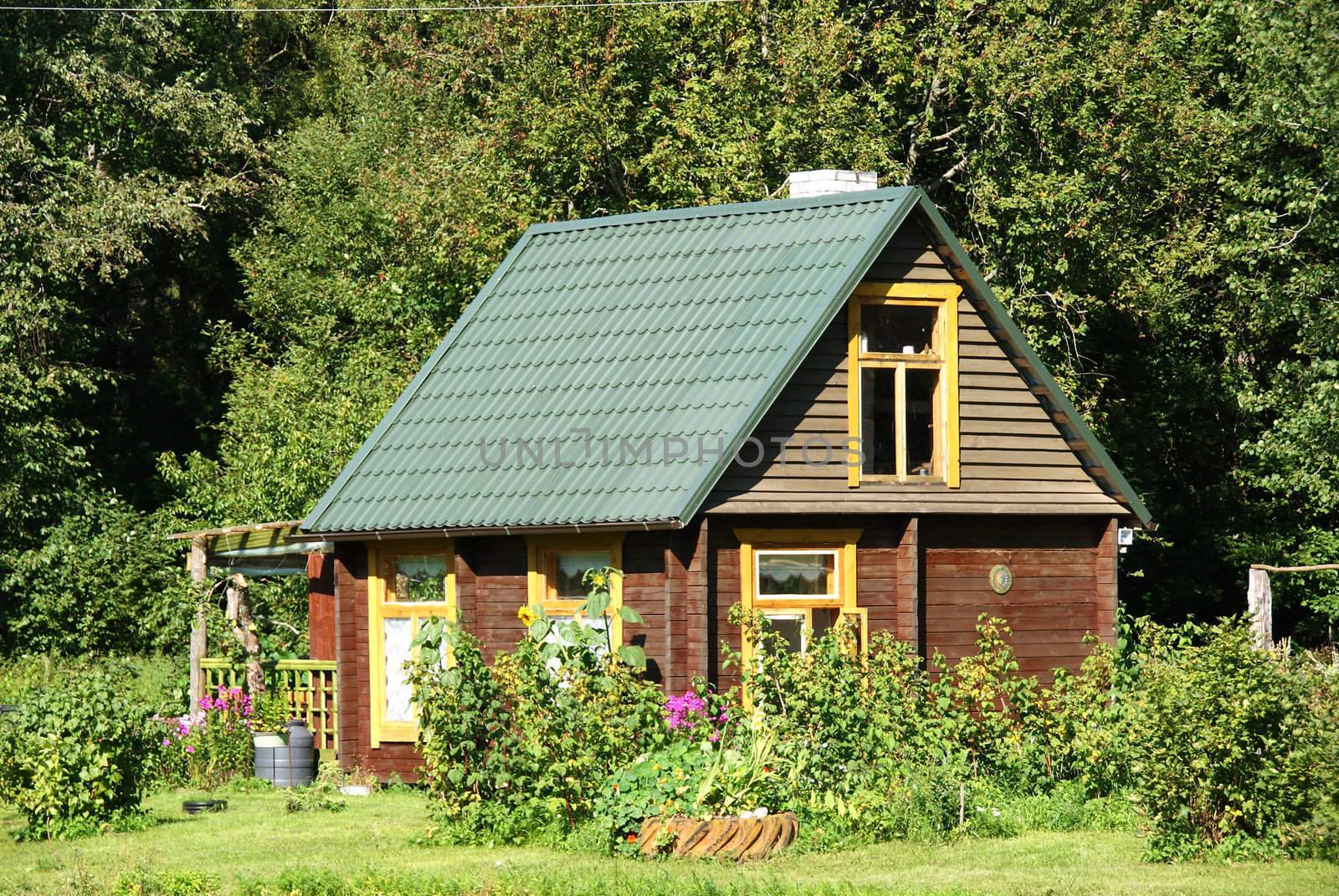 Wooden apartment house in a countryside