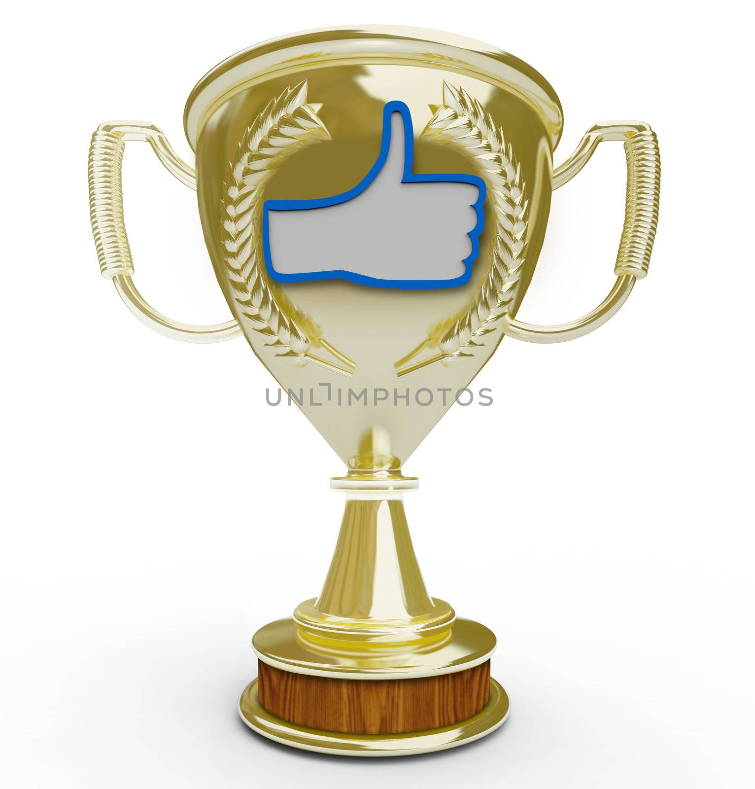 Thumb's Up Hand Symbol on Golden Trophy for Most Popular by iQoncept