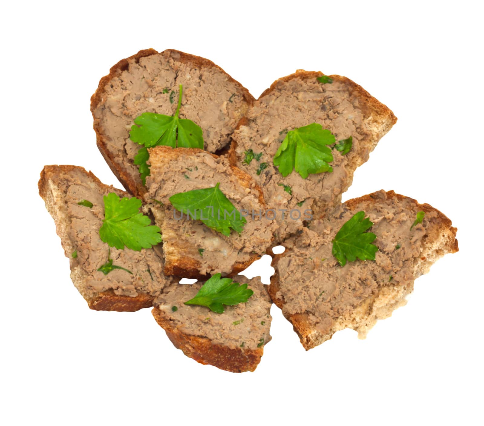 Sandwich with pate isolated on white 