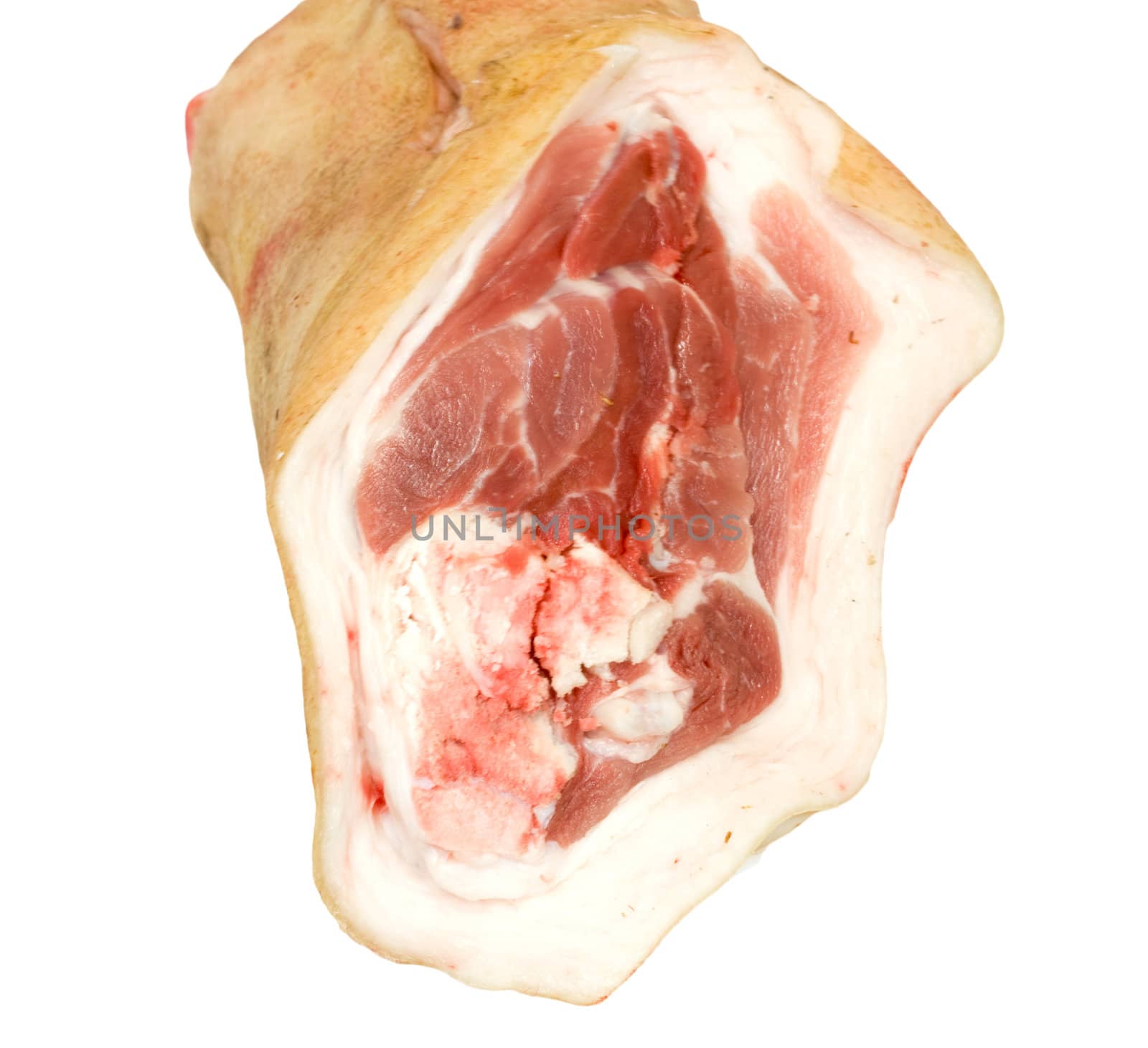 raw pork (leg) isolated on white background 