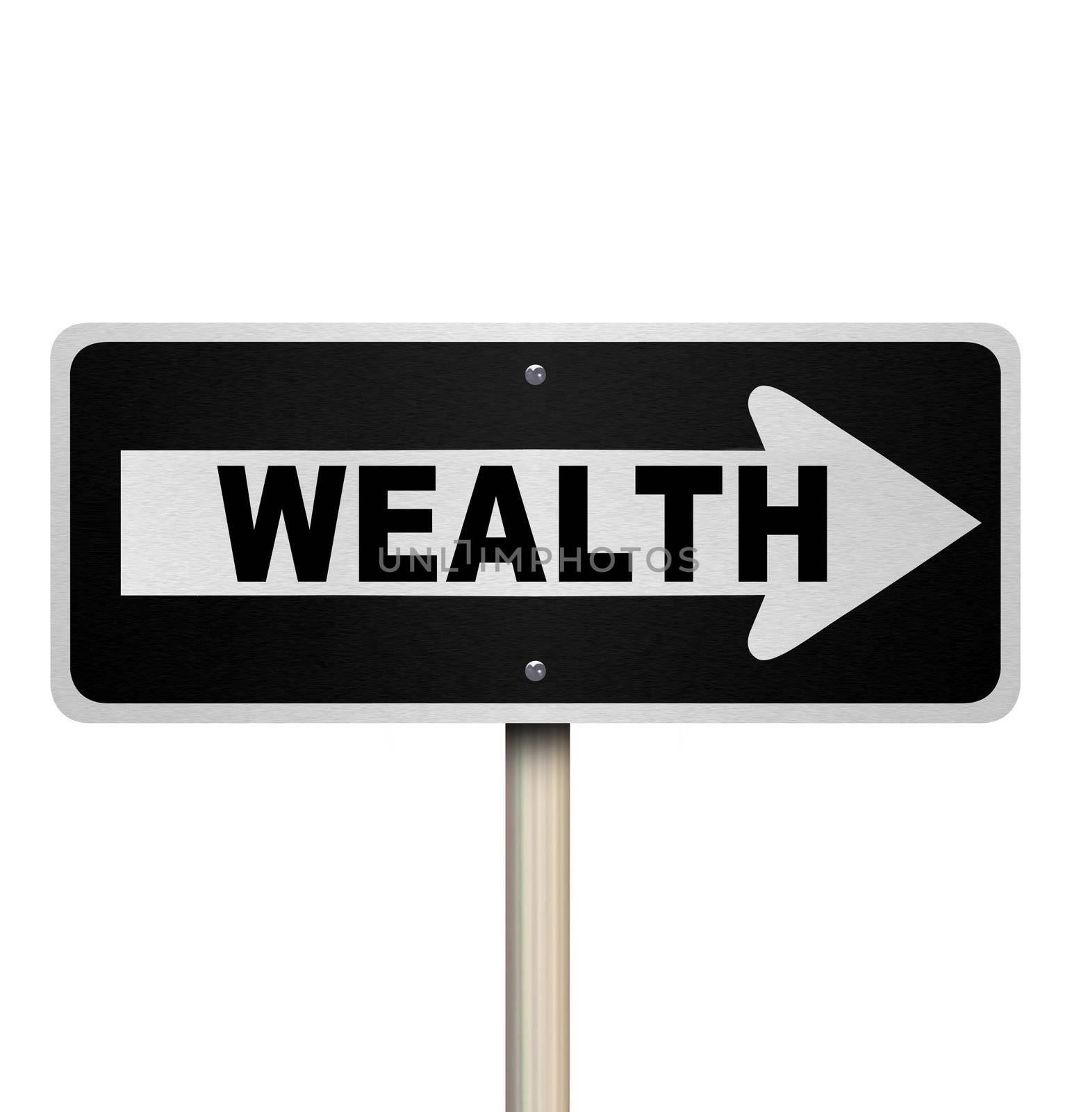 Choose the Road to Wealth Street Sign Financial Advice by iQoncept