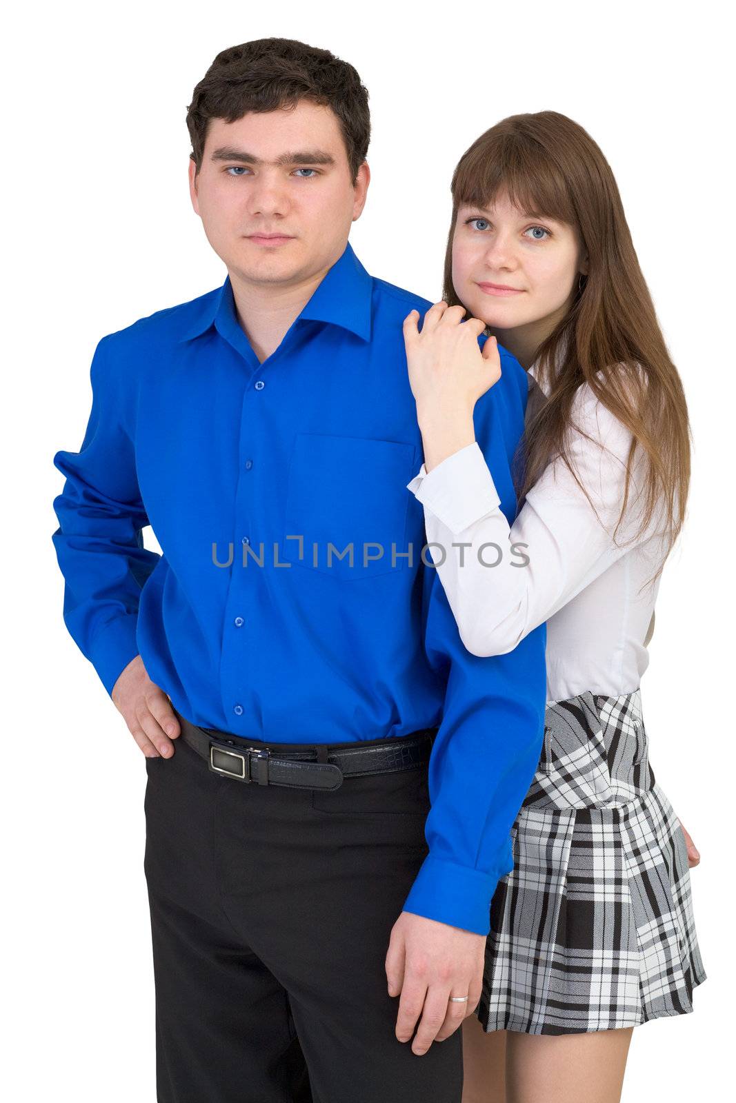 Young pair isolated on a white background