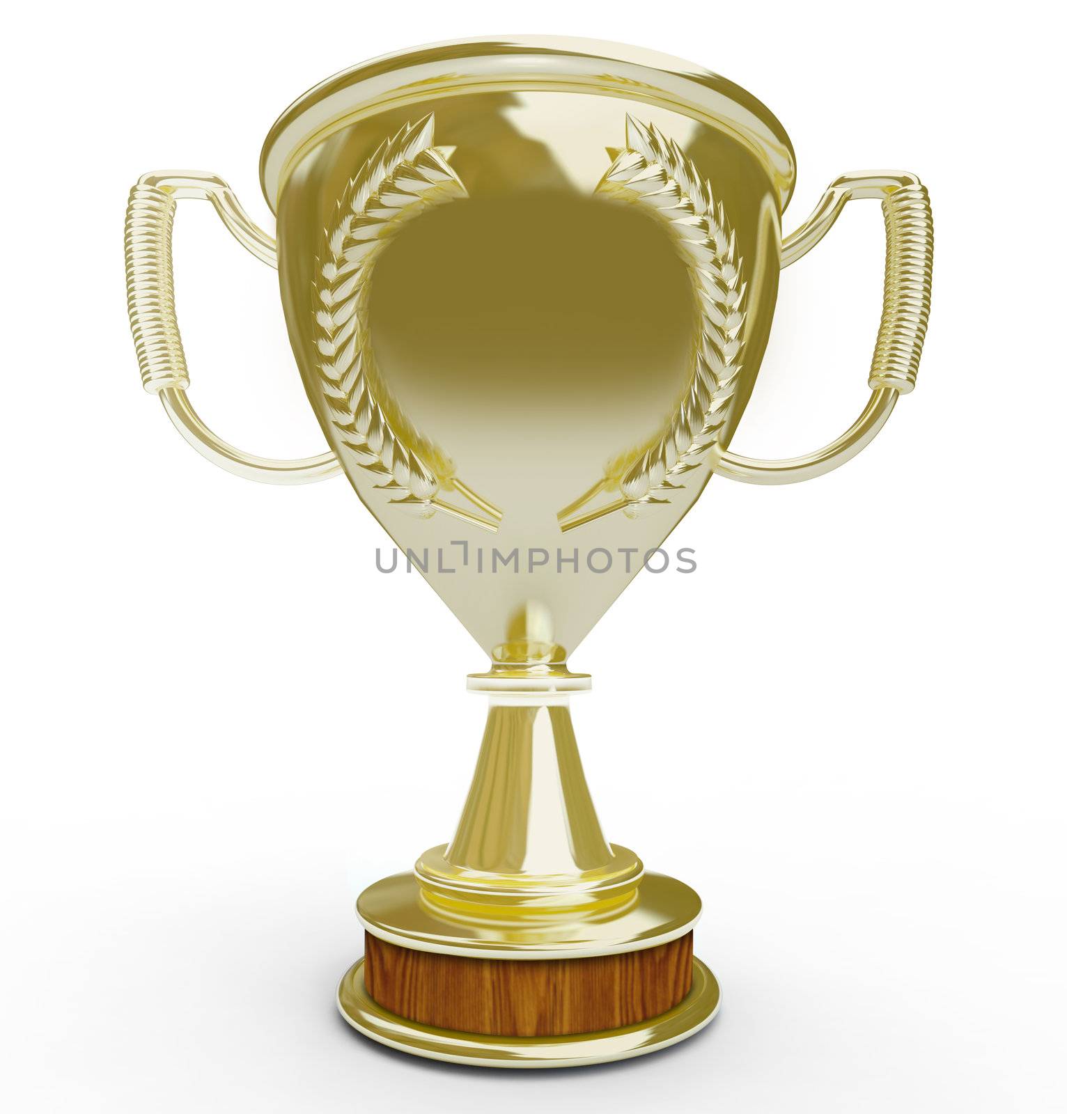 A golden trophy with a blank space on its front for you to place your own text in recognition of a job well done and congratulating someone on an important achievement