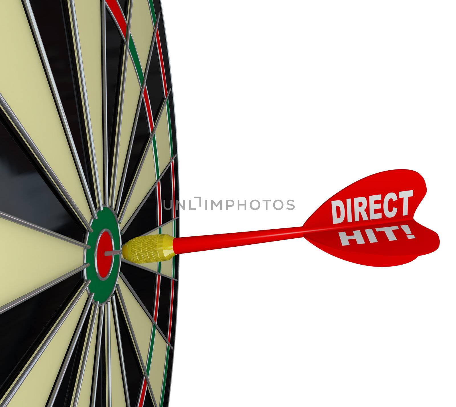 Direct Hit - Successful Bulls-Eye on Dart Board by iQoncept