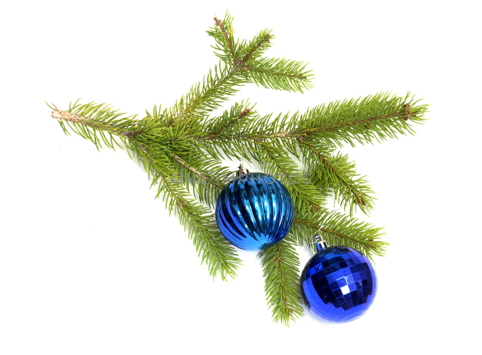 two christmas toys on white background 