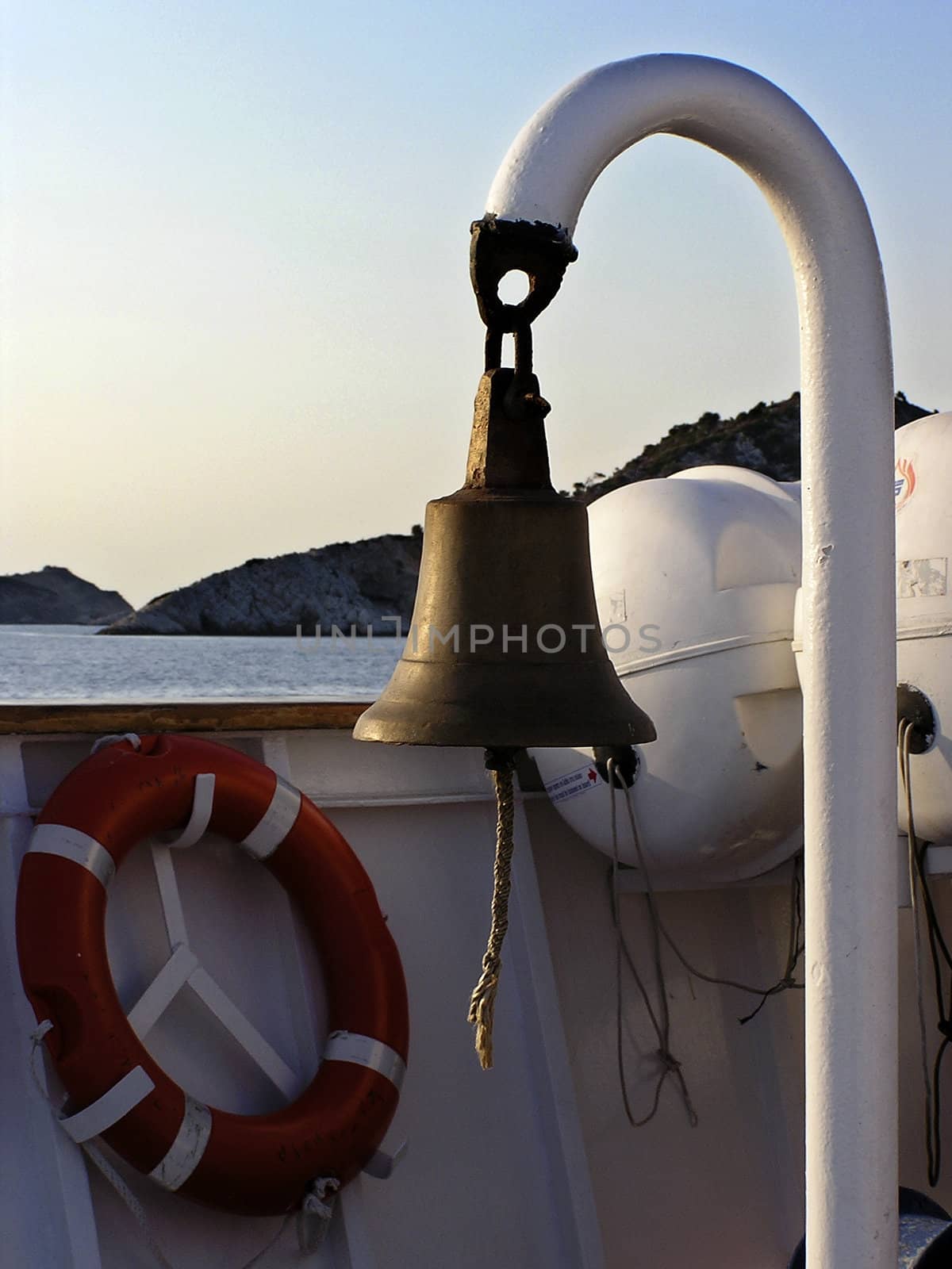 Ship bell and life guard equipment.
