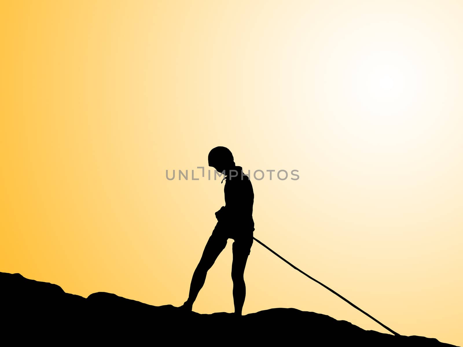 Silhouette of man in mountain. Conceptual scene by FrameAngel