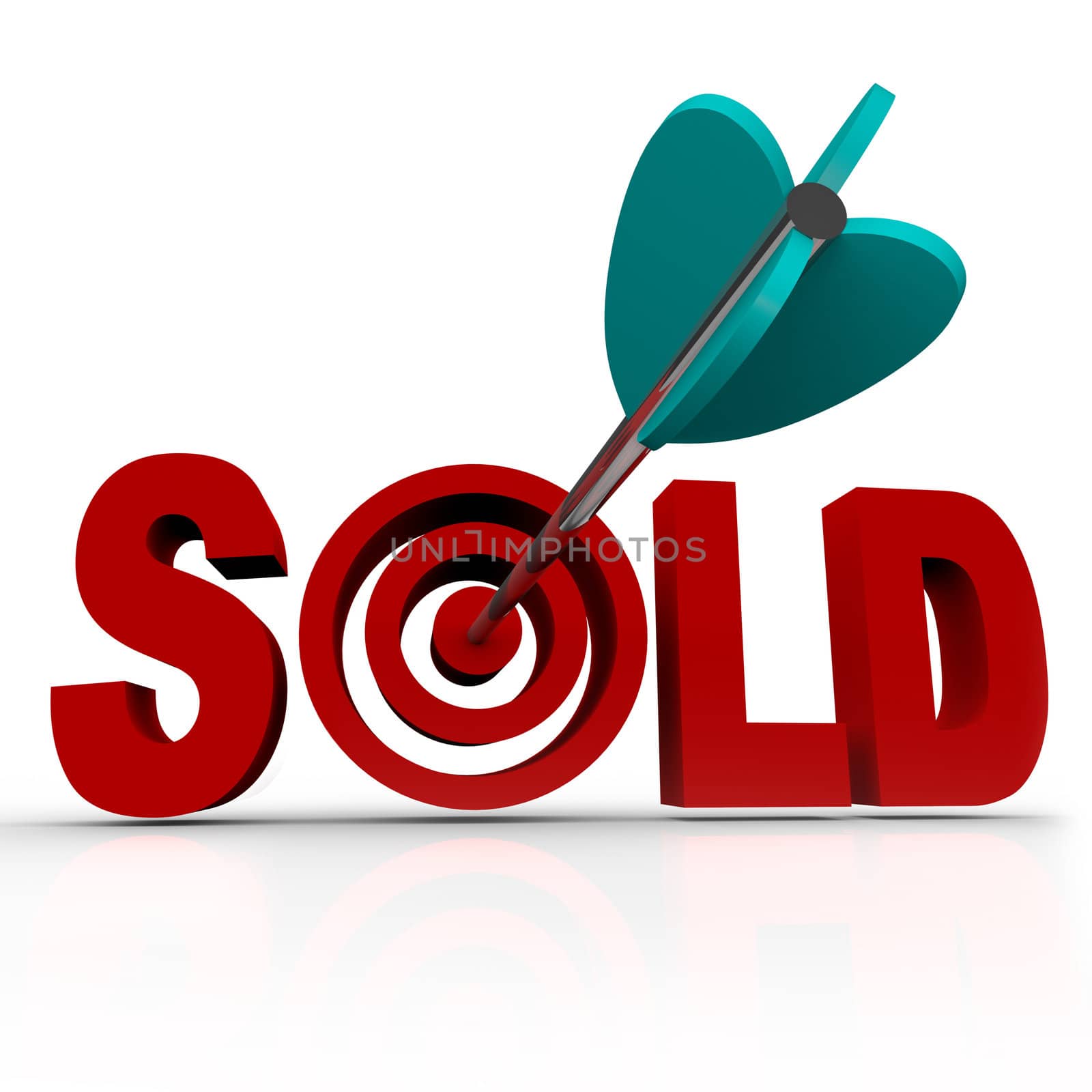 Sold - Arrow in Word Bullseye - Done Deal Transaction by iQoncept