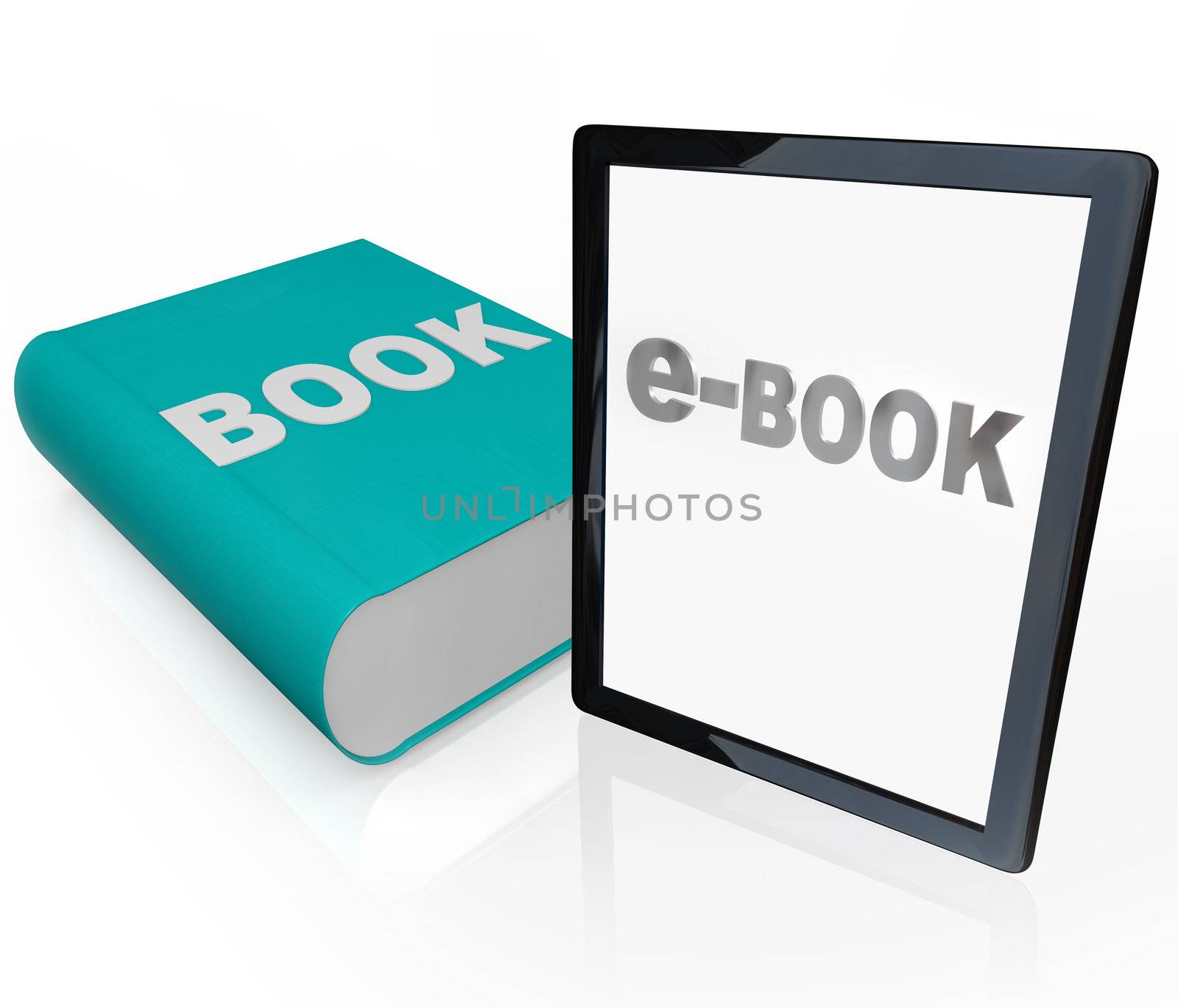 A traditional printed book next to a new e-book, symbolizing the current battle and comparison readers make between choosing a book in old-fashion print vs electronic media