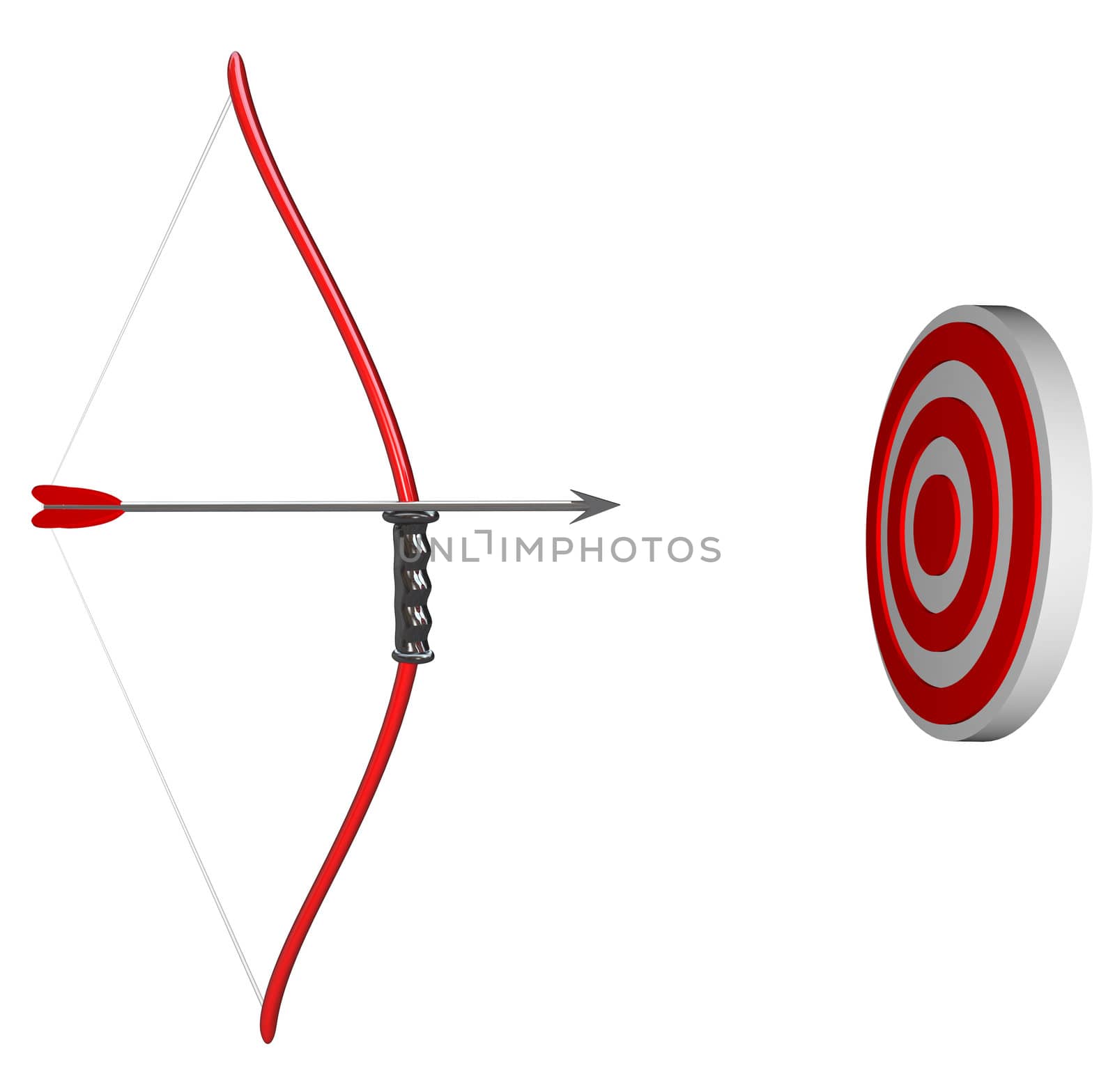 A bow and arrow is held aiming at a target bulls-eye, representing concentration as you focus on succeeding in hitting your goal