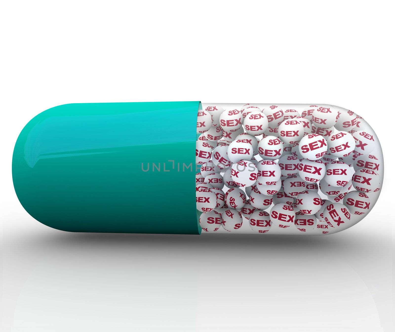 Sex Capsule Pill Filled with Word on Balls by iQoncept