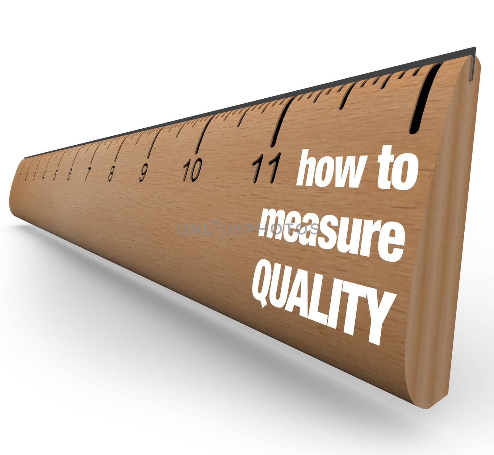 A wooden ruler with the words How to Measure Quality, offering guidance on measuring results of process improvement and other means of fostering a betterment of qualities