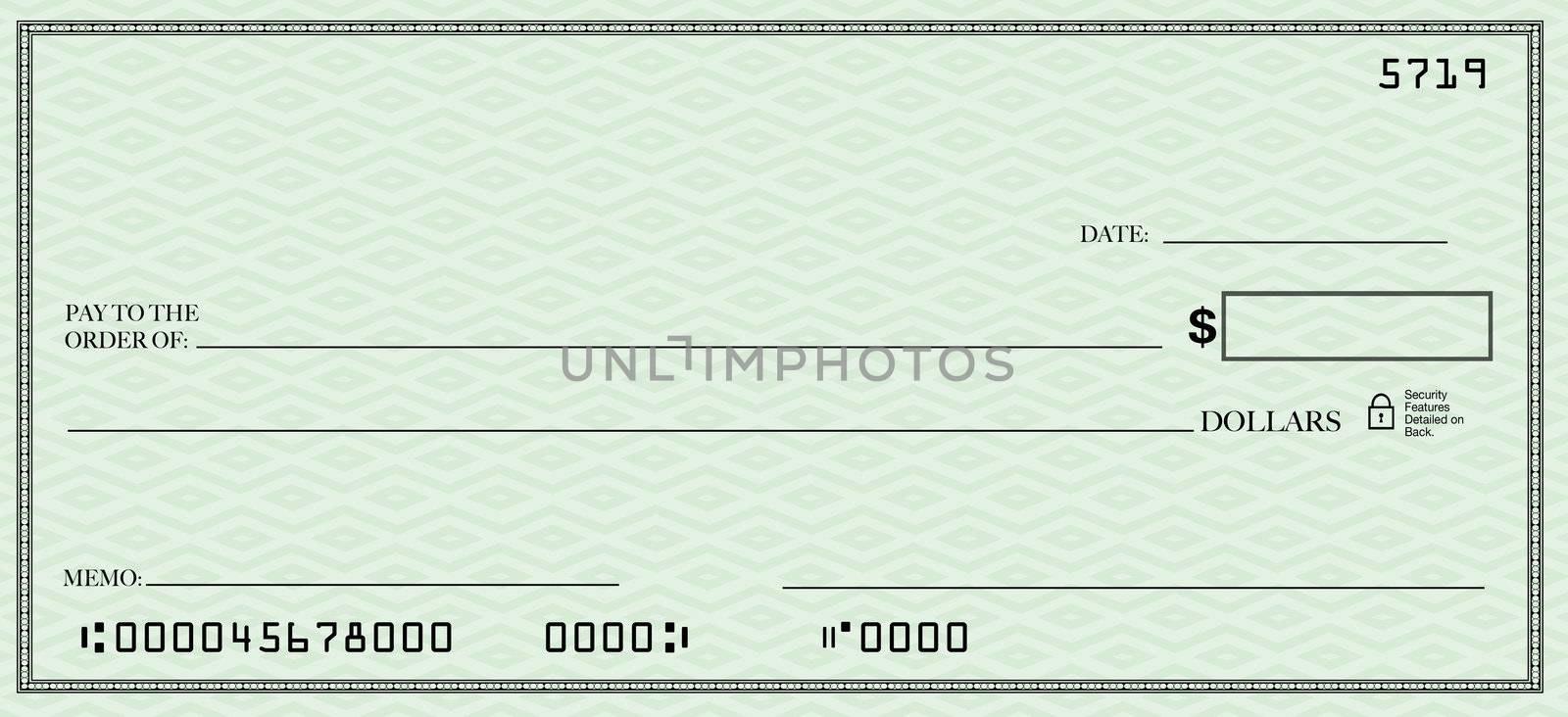 A blank check design with open spacing for you to place your own words