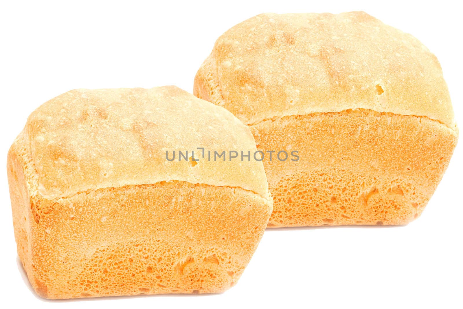Two bread were insulated on white background.