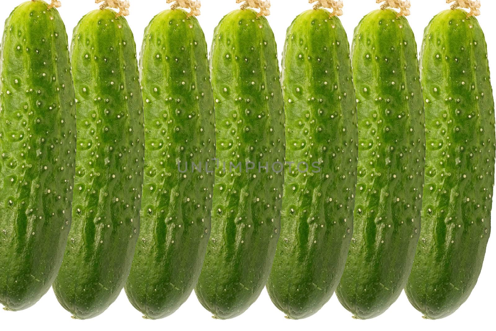   Green cucumbers background
