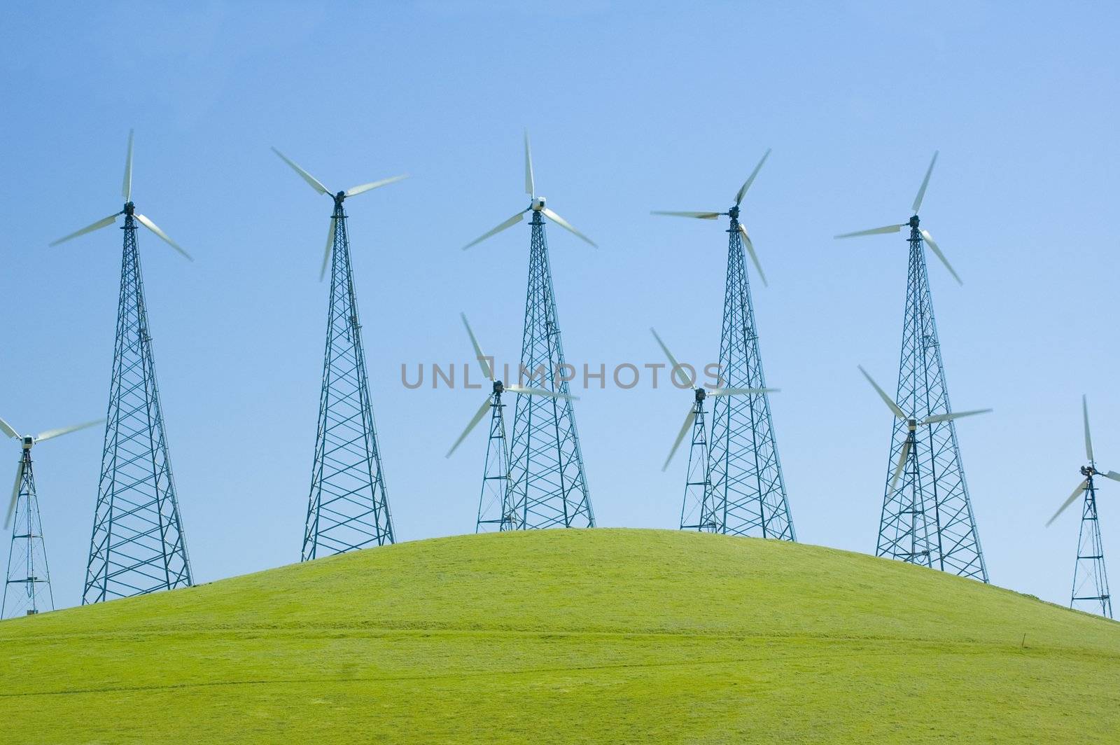 wind generators on a hill in california
