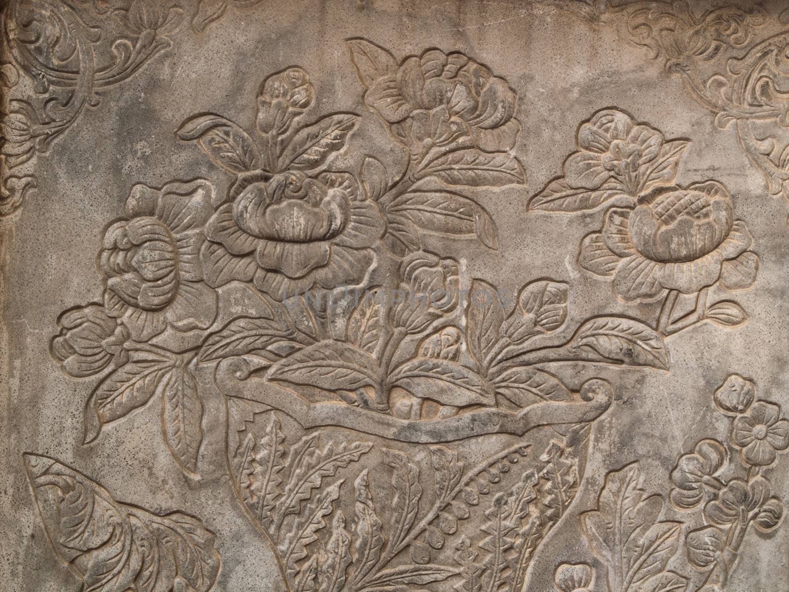 ancient flower engrave on wall by FrameAngel