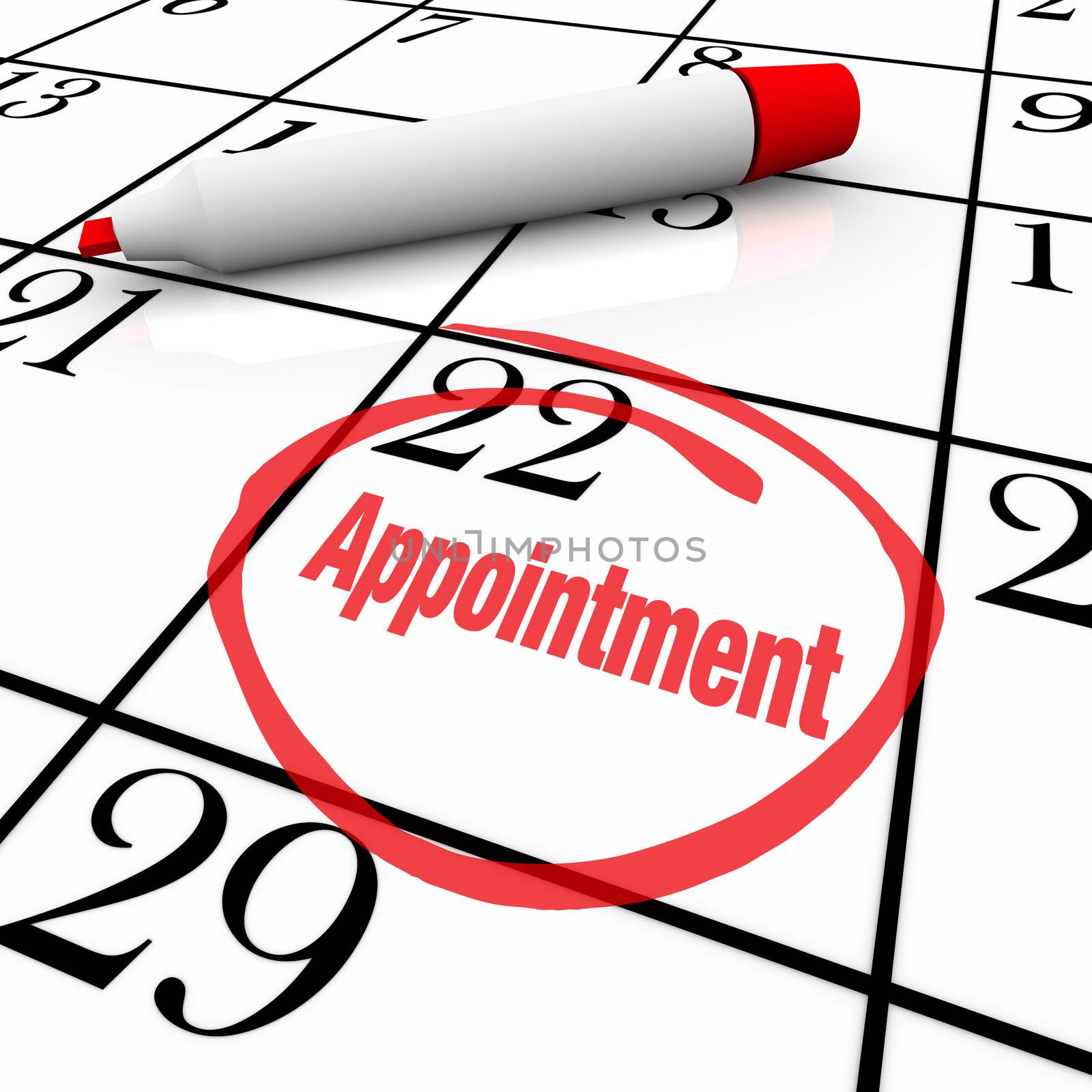 Calendar - Appointment Day Circled for Reminder by iQoncept