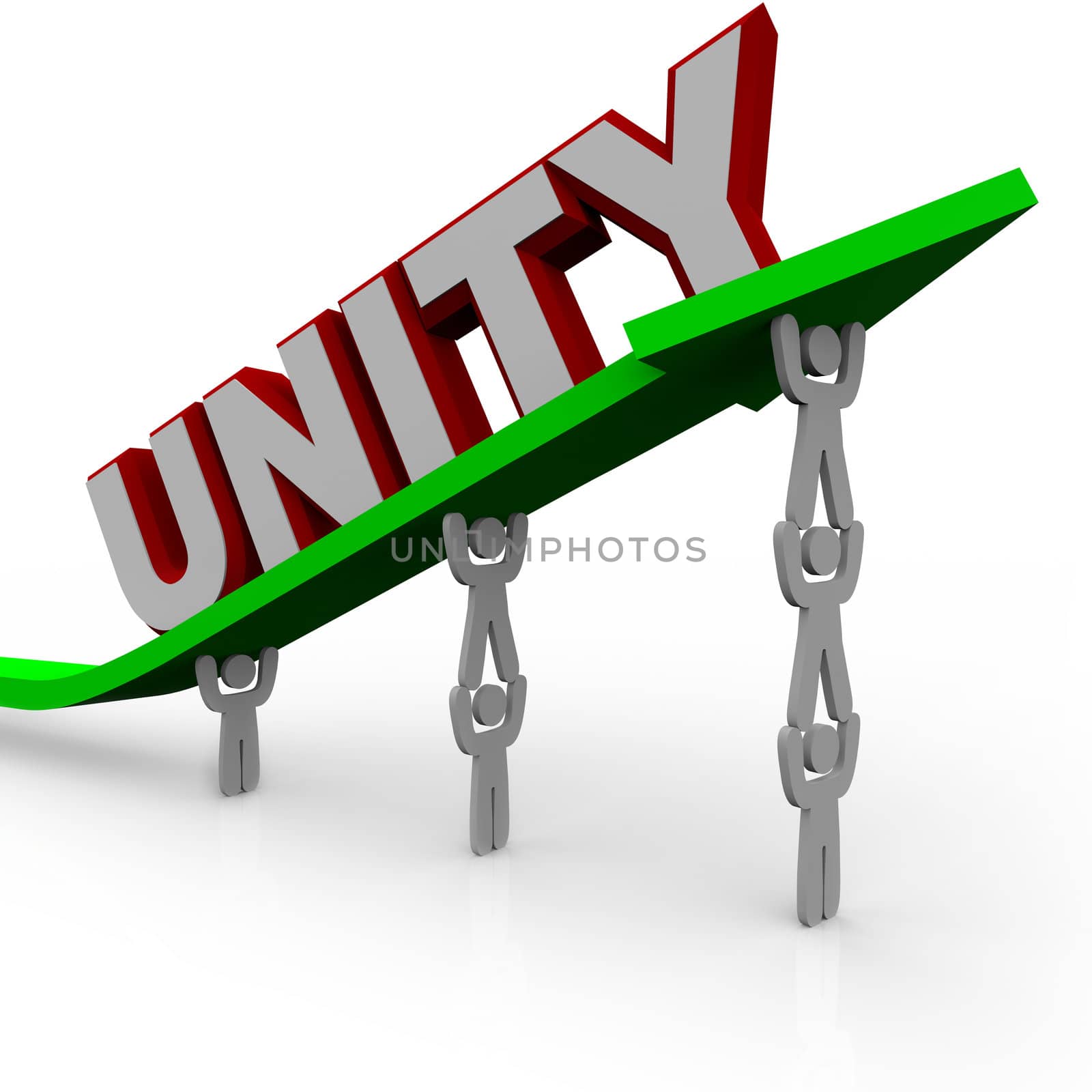 Unity - Team Works Together to Lift Growth Arrow for Success by iQoncept