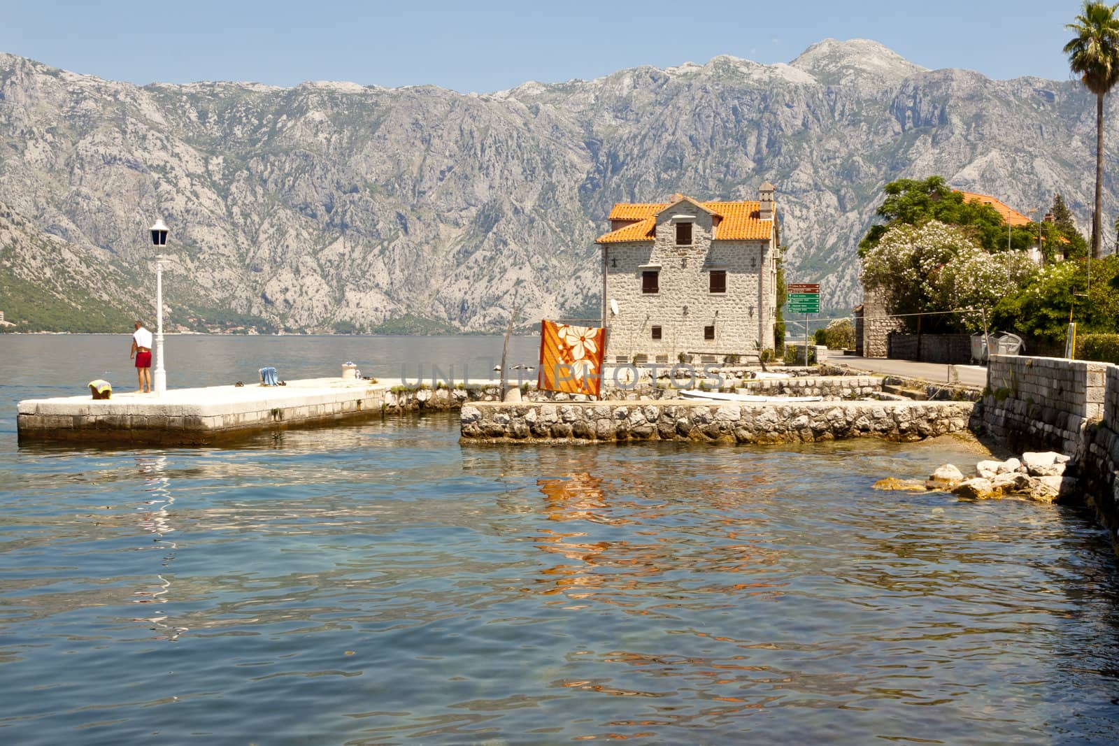 Coastline landscape in Montenegro. Bay of Kotor.
