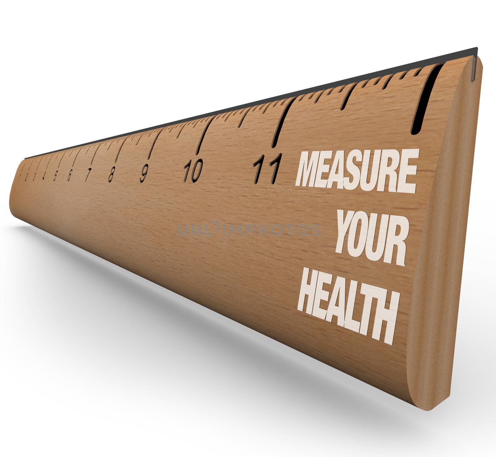 A wooden ruler with the words Measure Your Health, symbolizing the benefits of understanding your nutritional, dietary, exercise and overall health care goals and progress