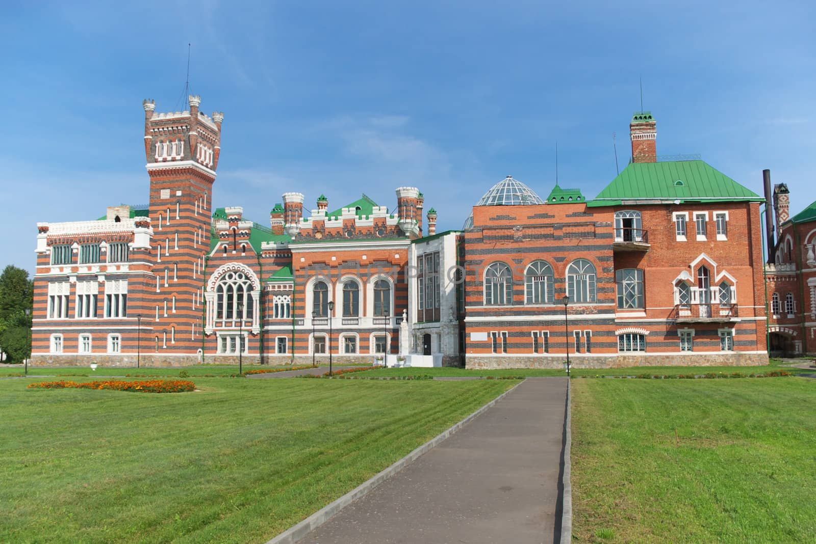 monument of the architecture located on lion riverside Volga