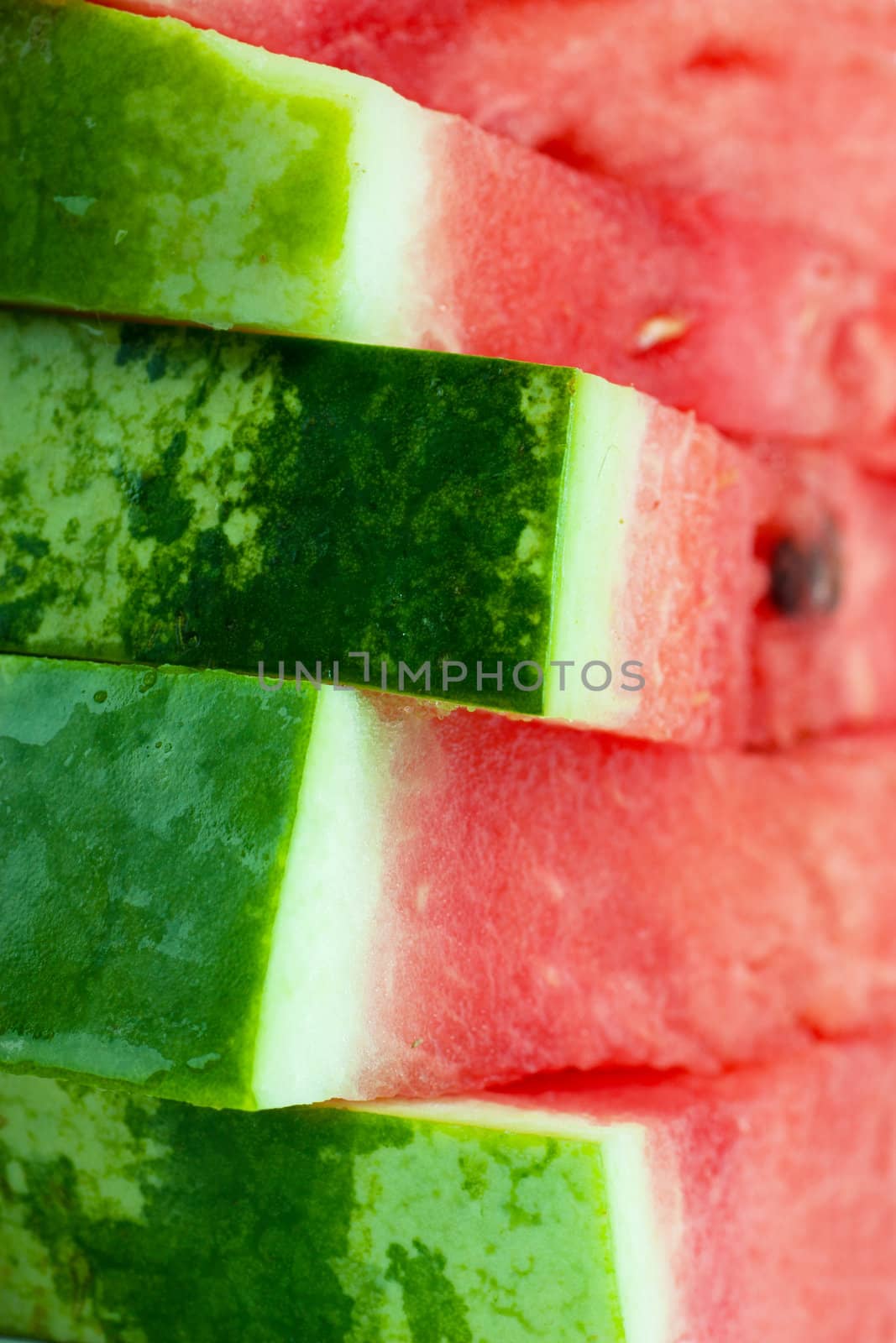 Macro view of fresh watermelon slices
