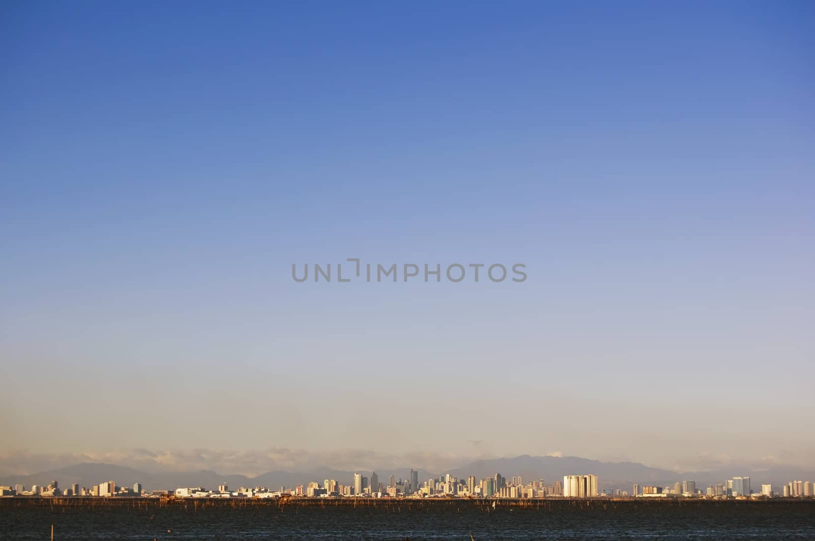 Manila skyline; view from the nearest province, Cavite