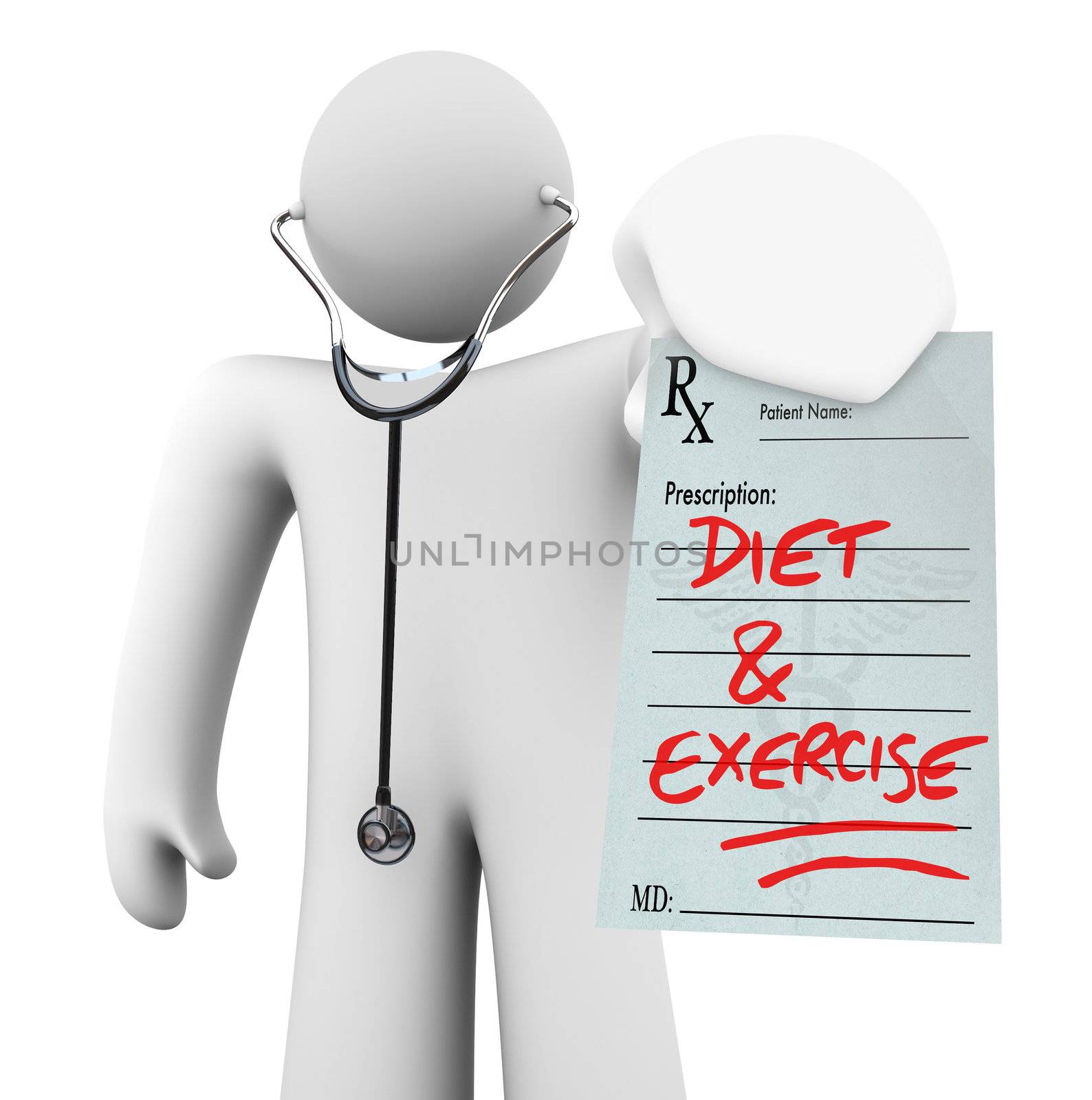 Diet and Exercise - Doctor Holding Prescription by iQoncept