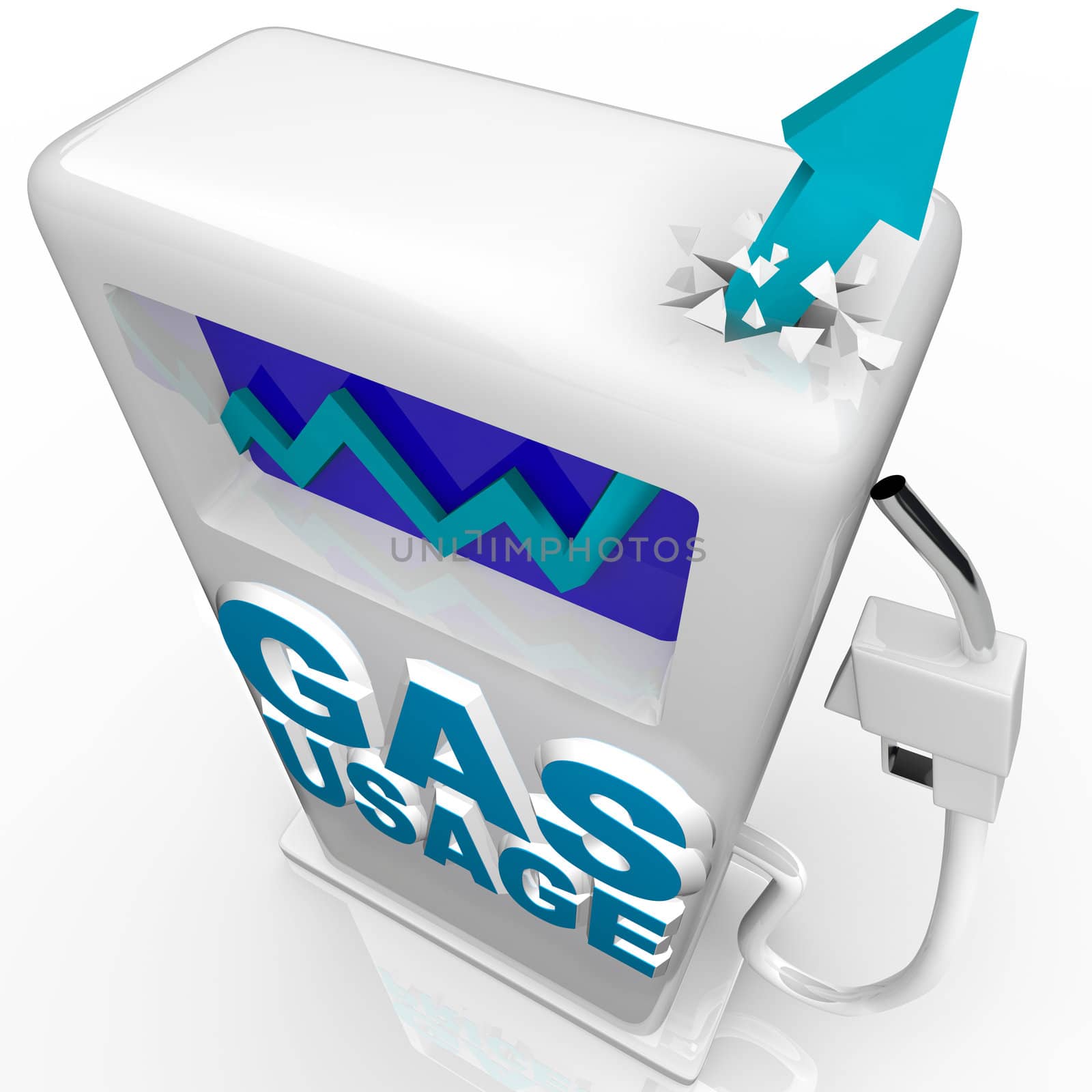 Gas and Fuel Usage - Arrow Rising on Gasoline Pump by iQoncept