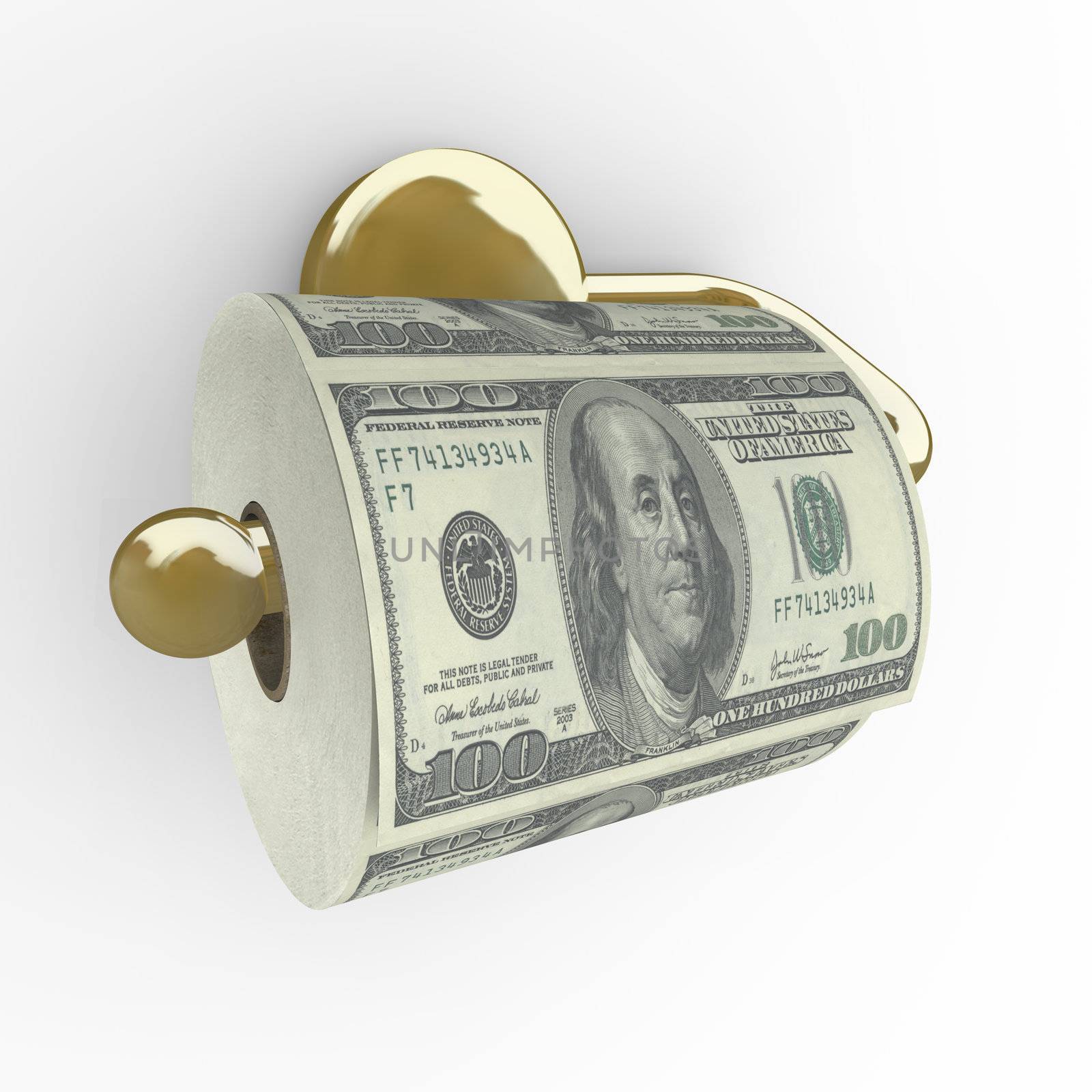 Toilet Paper Roll of Money - Hundred Dollar Bills by iQoncept