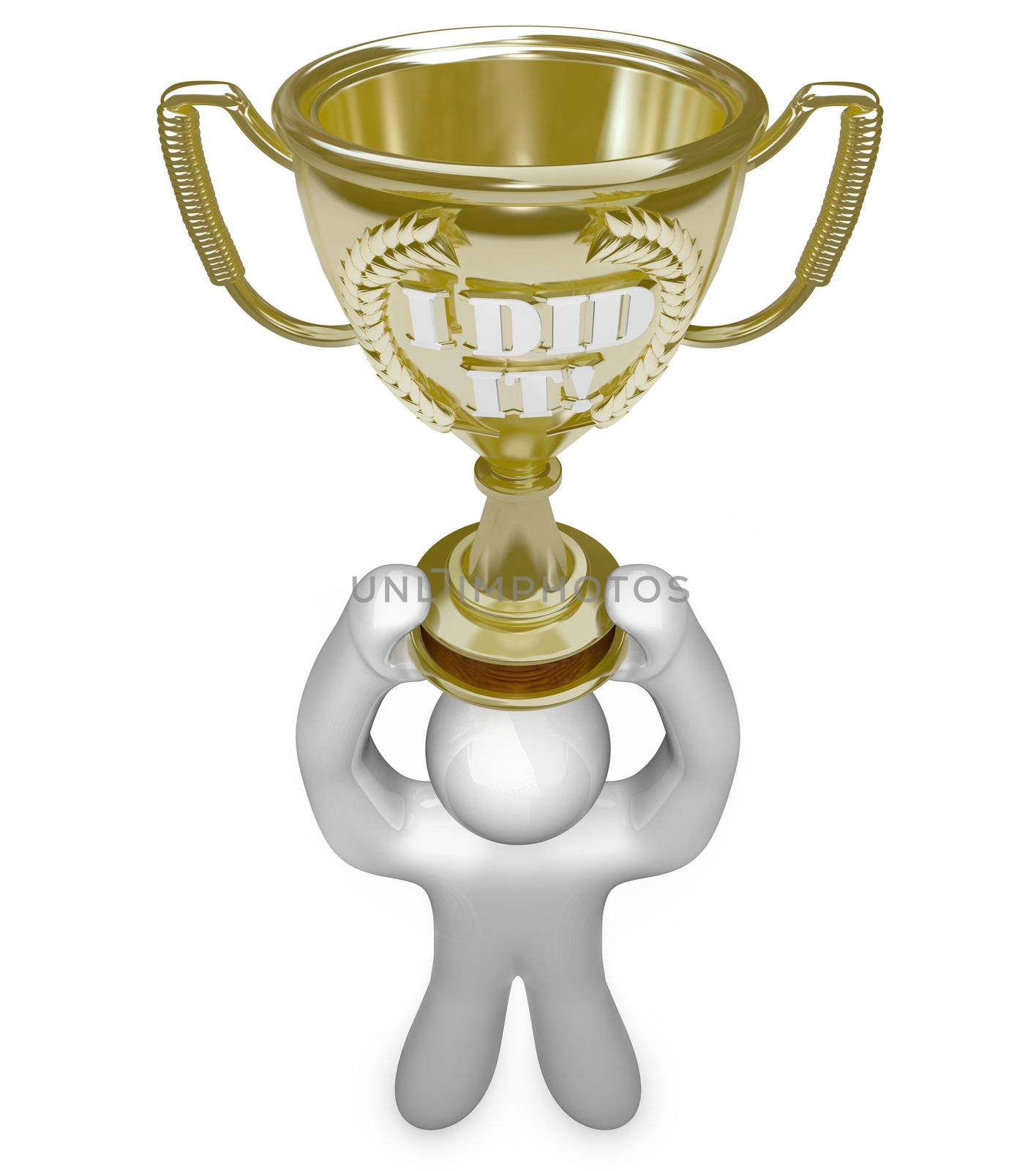 Man Holding Trophy - I Did It by iQoncept